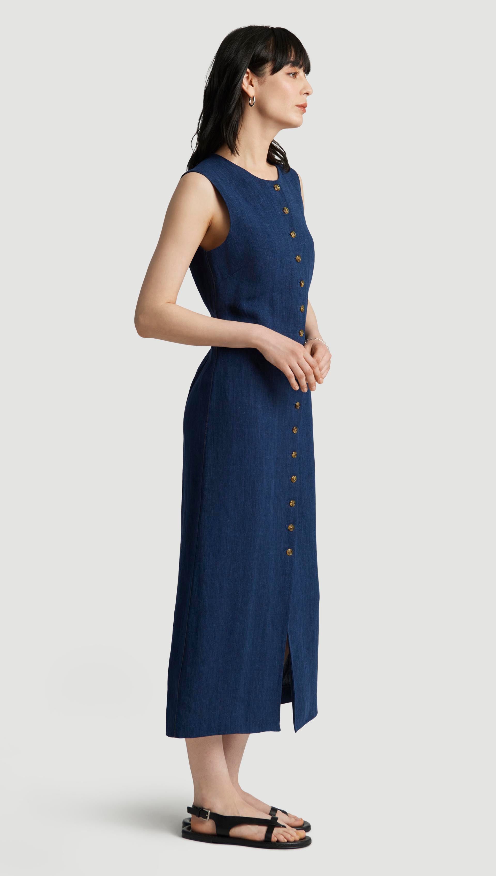 Button Dress in Linen | Women's Dresses Button Dress in Linen | Women's Dresses