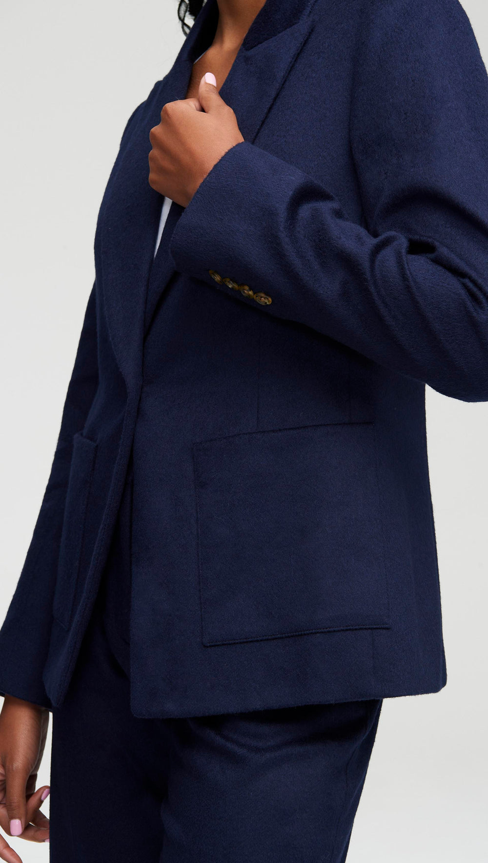 Patch Pocket Blazer in Textured Wool | Navy