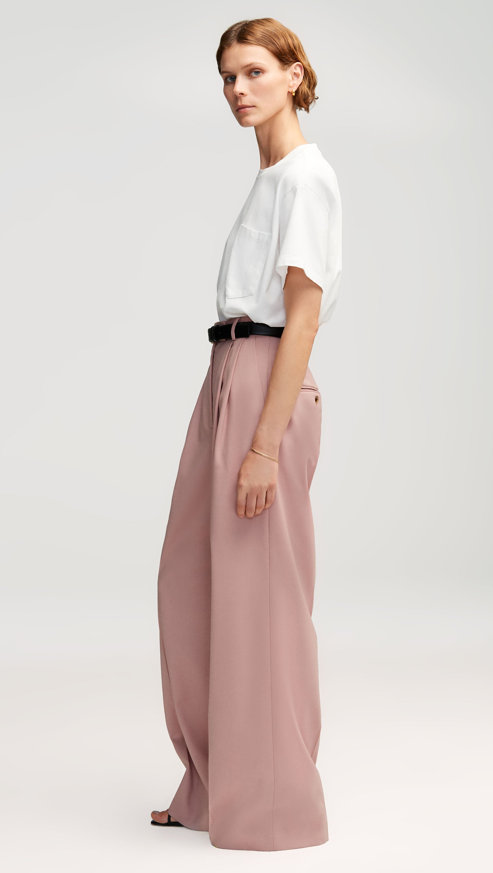 Pleated Trouser in Seasonless Wool | Dusty Pink