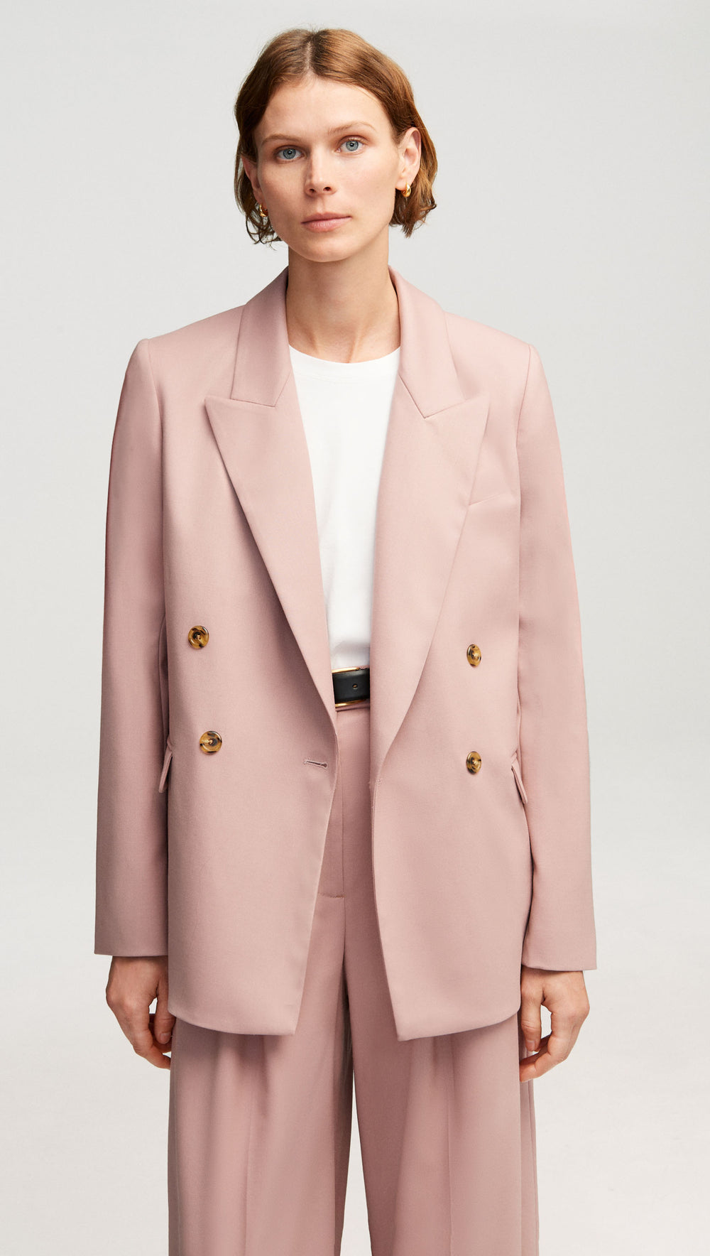 Peak Lapel Blazer in Seasonless Wool | Dusty Pink