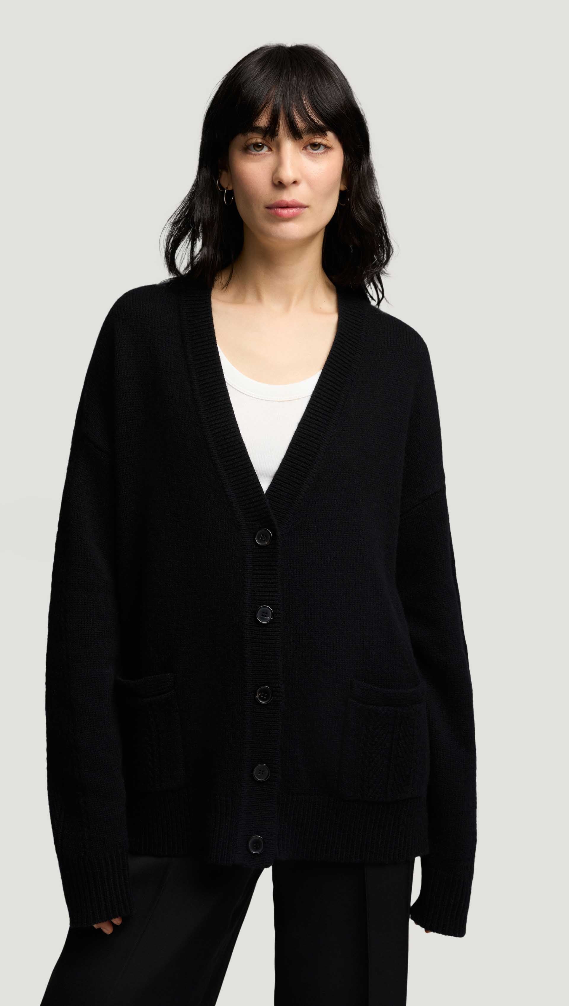 Boyfriend Cardigan in Merino Wool | Black