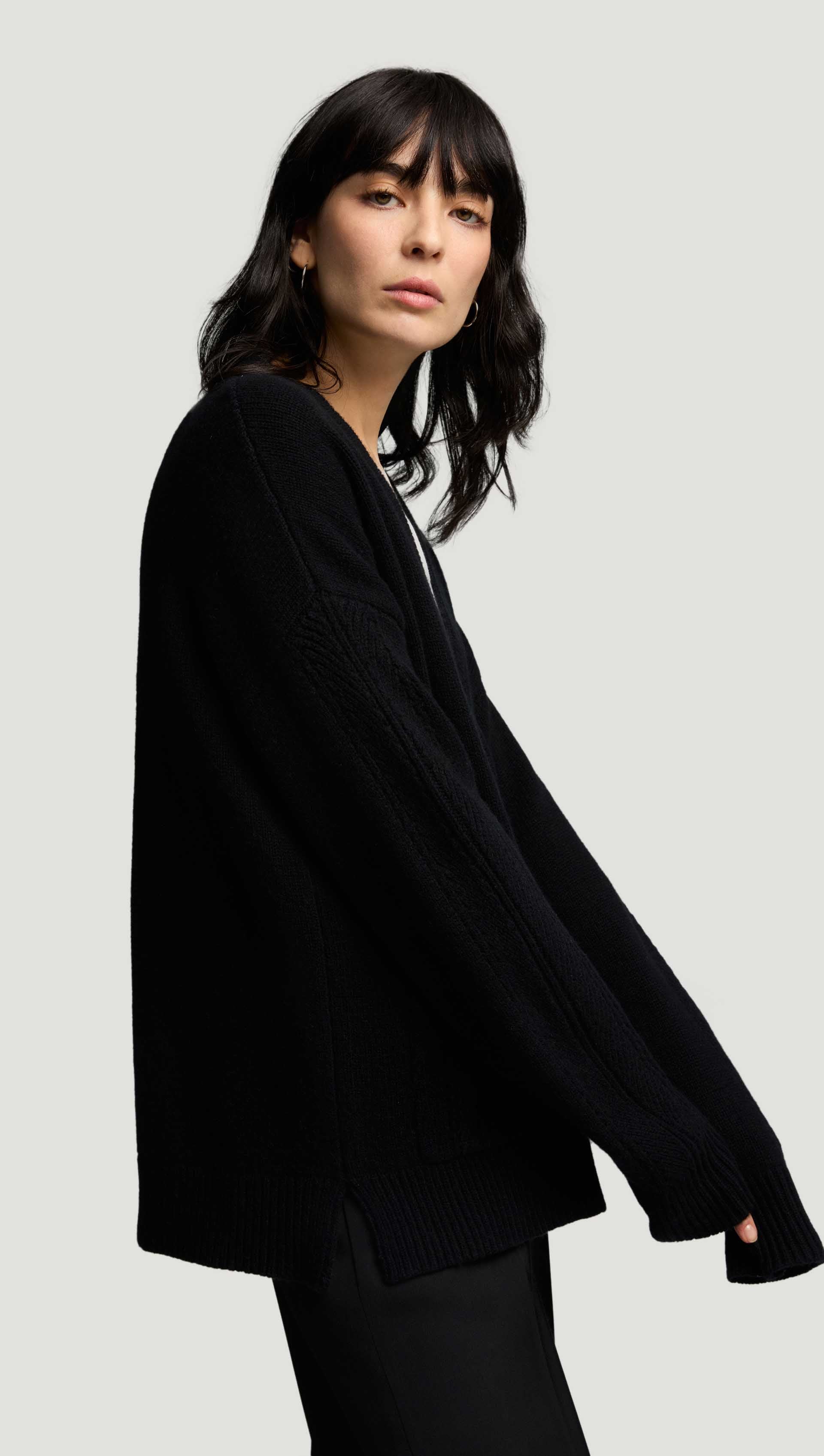 Boyfriend Cardigan in Merino Wool | Black