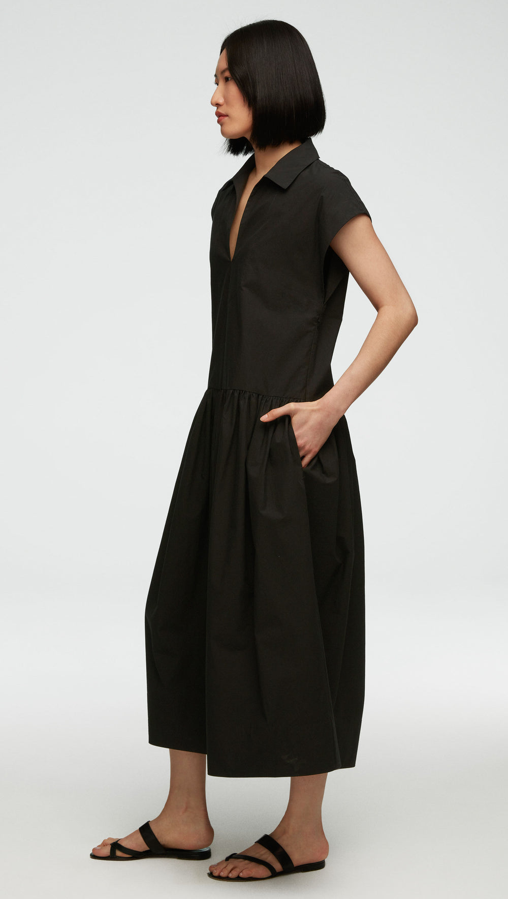 Popover Dress in Japanese Cotton Poplin | Black