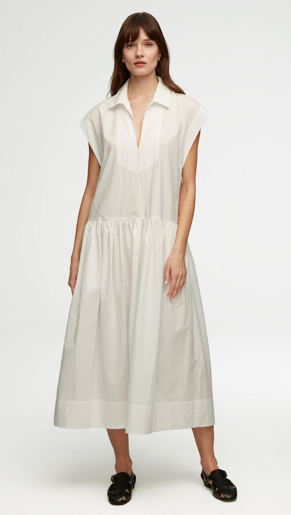 Popover Dress in Japanese Cotton Poplin | White