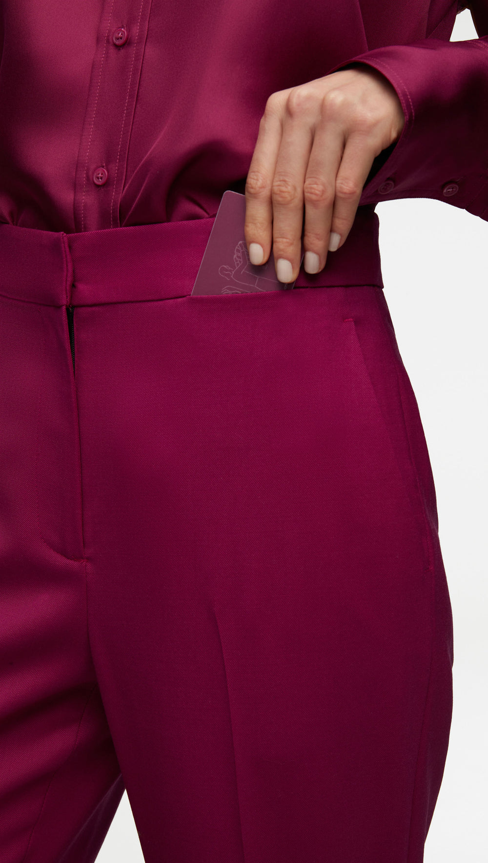 Tailored Flare Trouser in Seasonless Wool | Magenta
