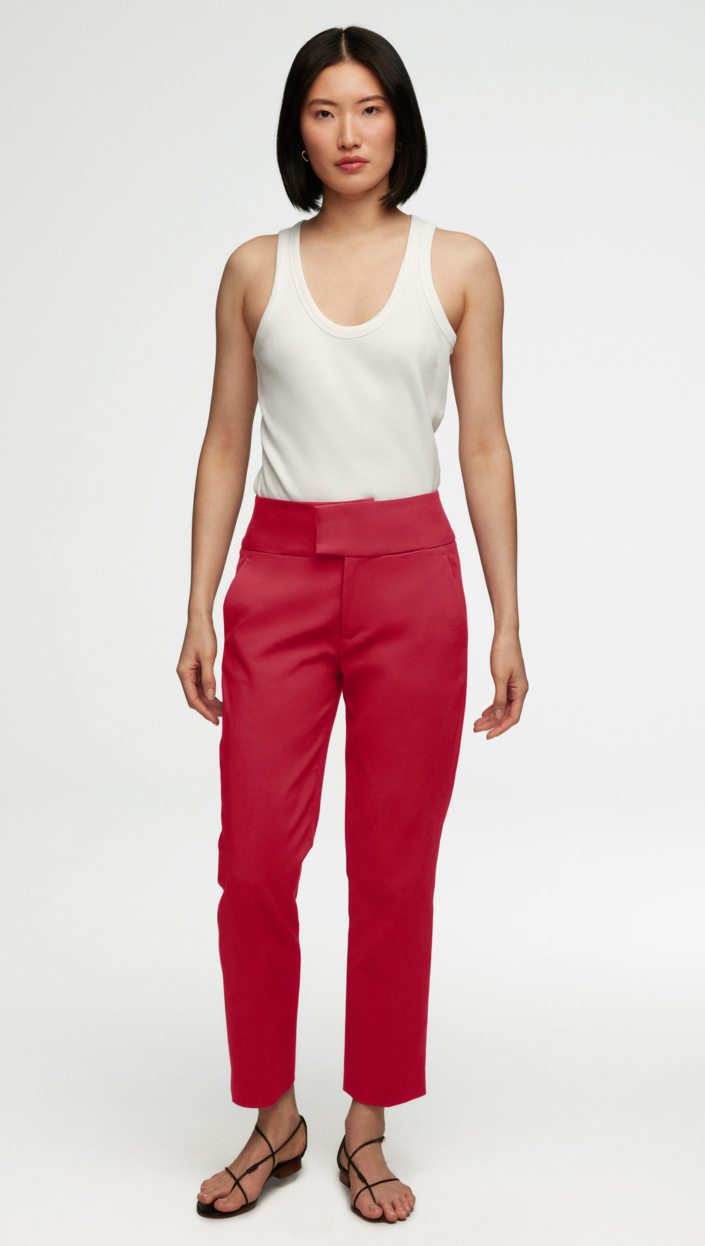 Flex Waist Trouser in Performance Cotton | Raspberry