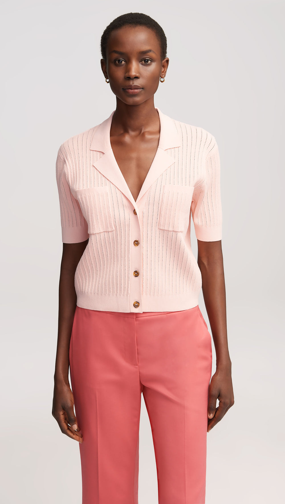 Collared Pocket Knit in Mercerized Cotton | Blush