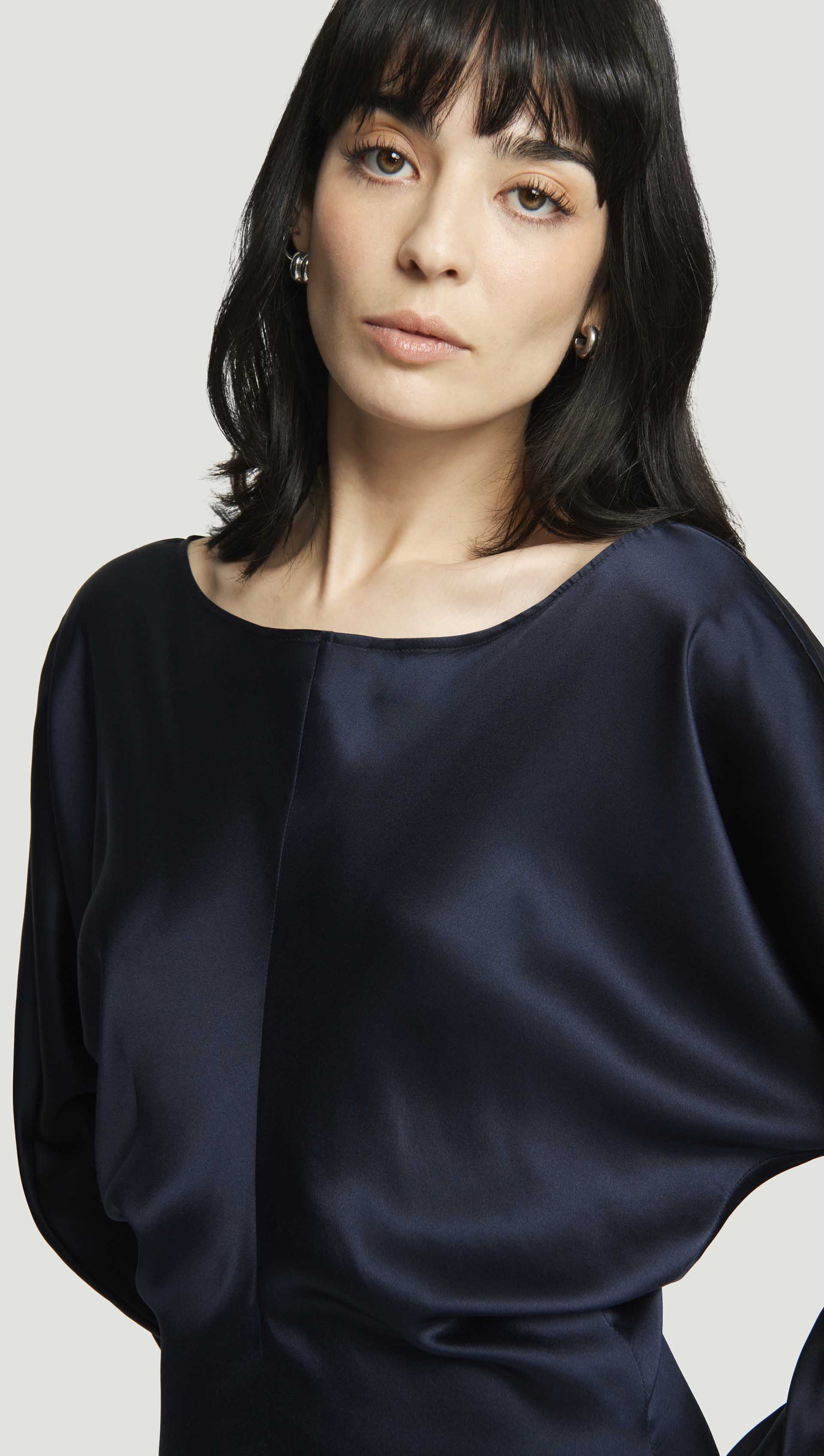 Longsleeve Draped Dress in Silk Charmeuse | Women's Dresses | Argent Longsleeve Draped Dress in Silk Charmeuse | Women's Dresses | Argent