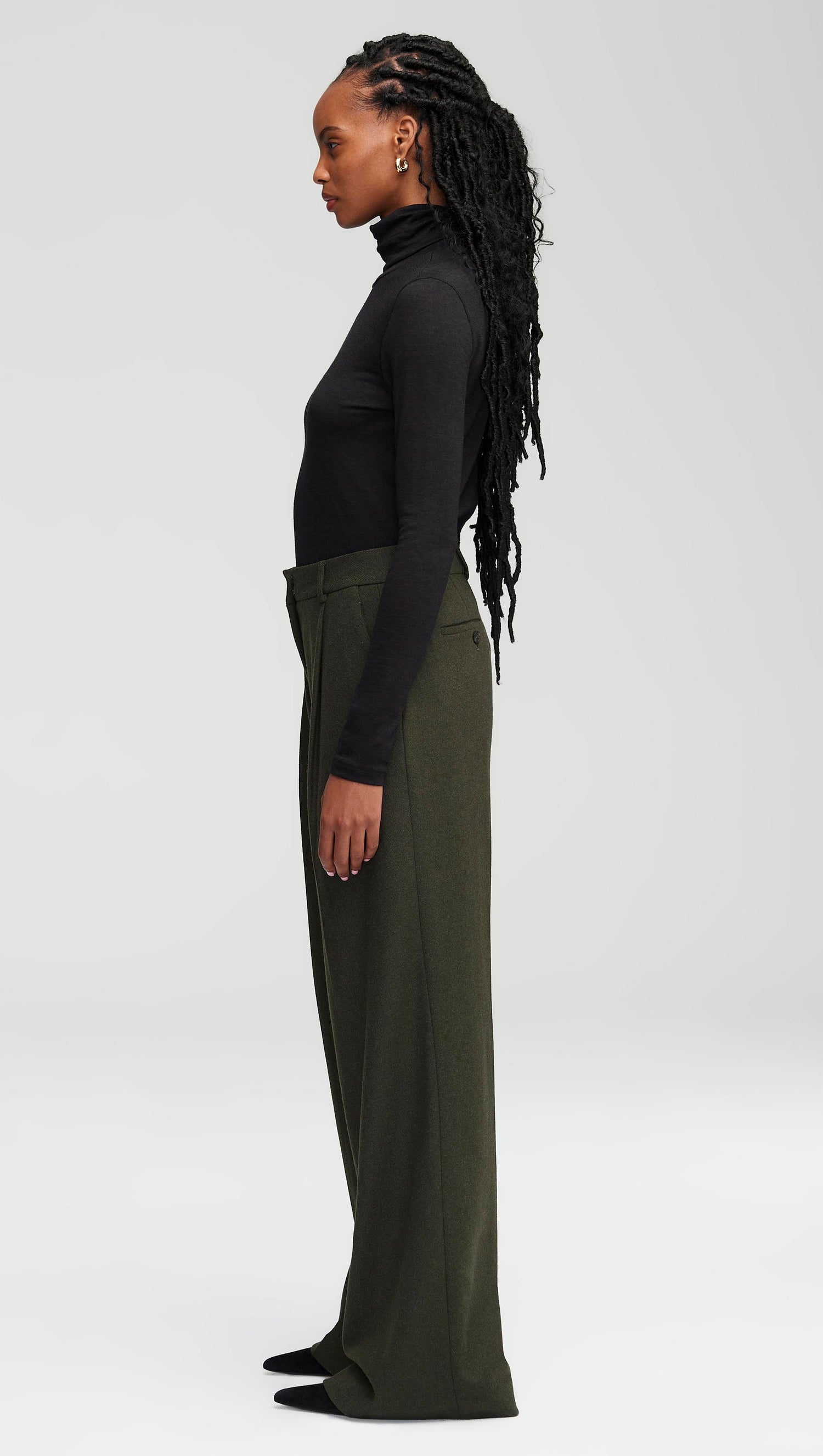 Single Pleat Trouser in Wool Twill, Women's Pants