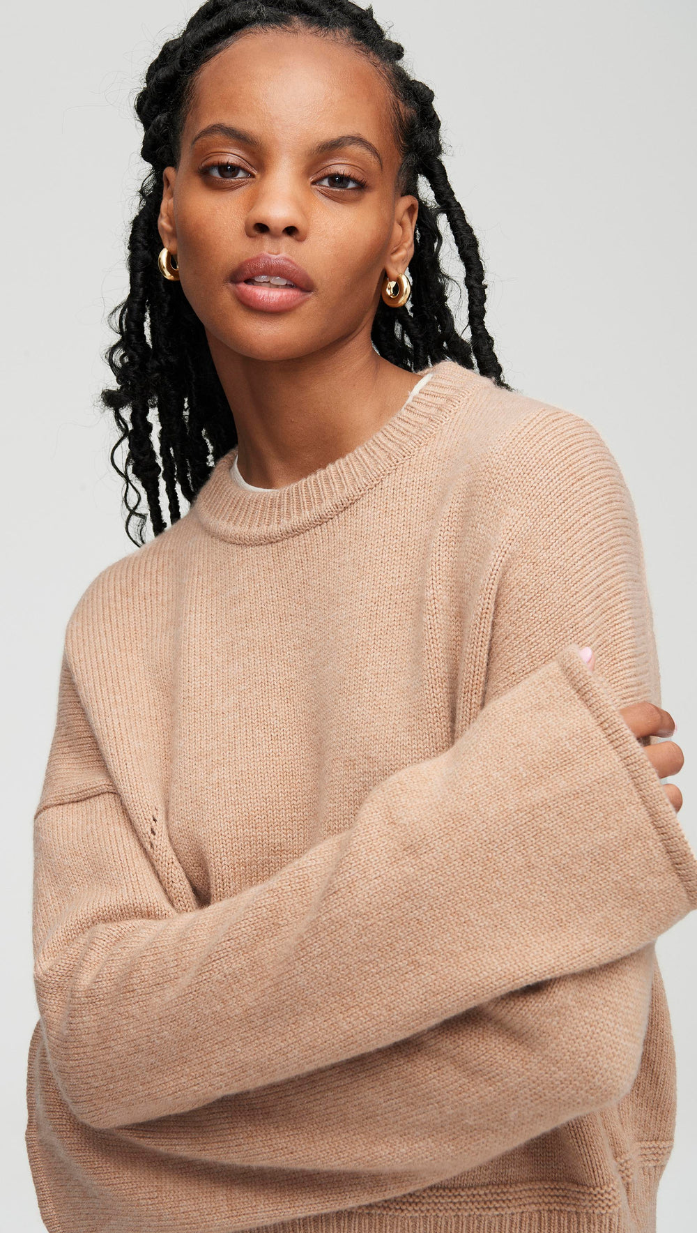 Everyday Boxy Crew in Wool-Cashmere | Camel