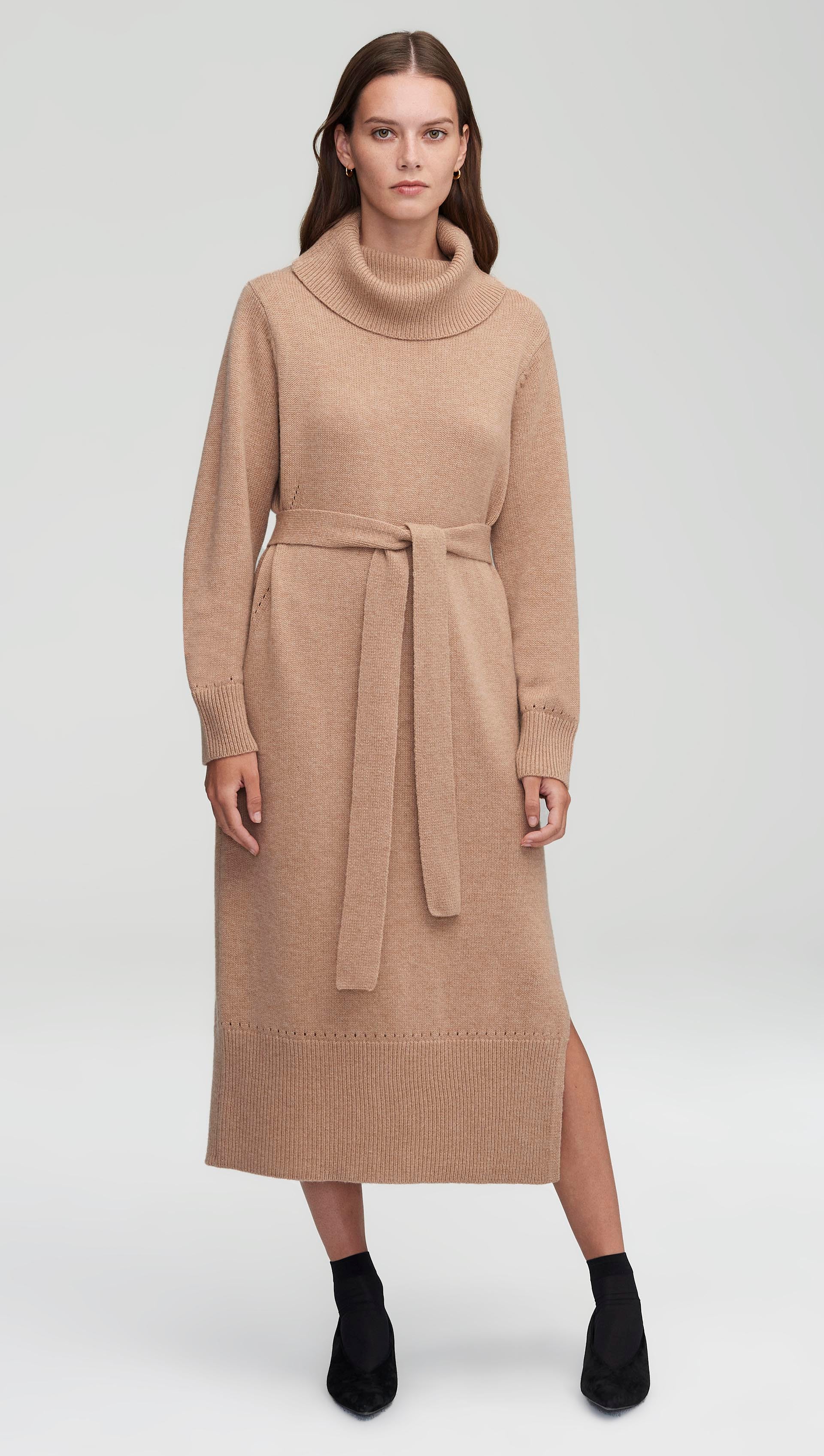 Turtleneck Dress in Wool-Cashmere | Camel