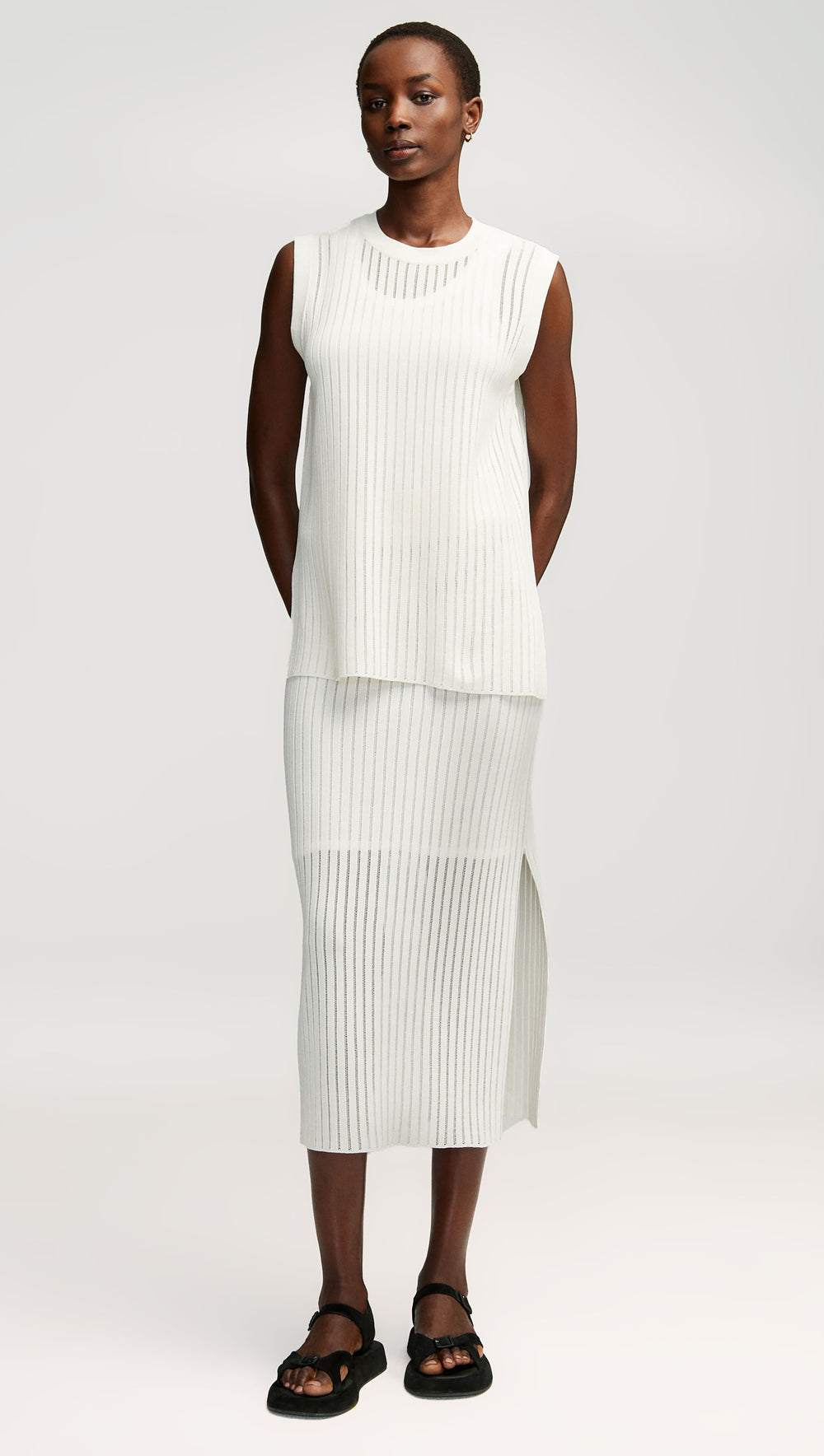 Knit Skirt in Mercerized Cotton | White