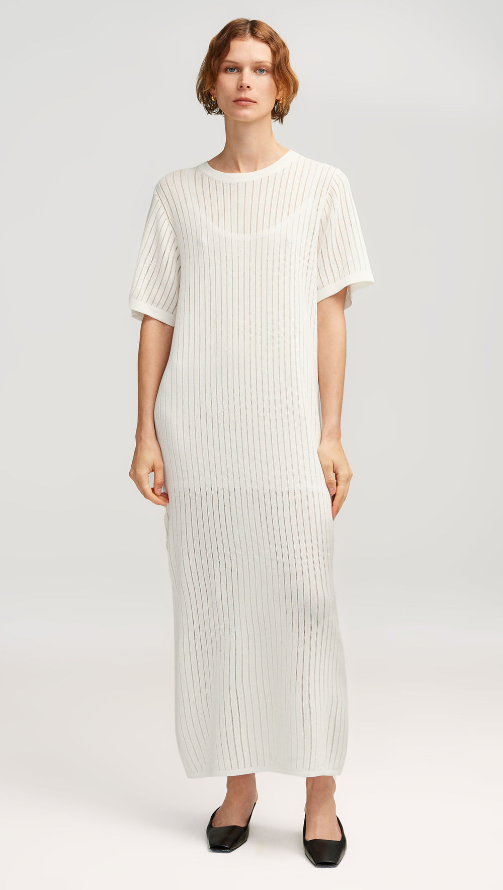 Knit Maxi Dress in Mercerized Cotton | White