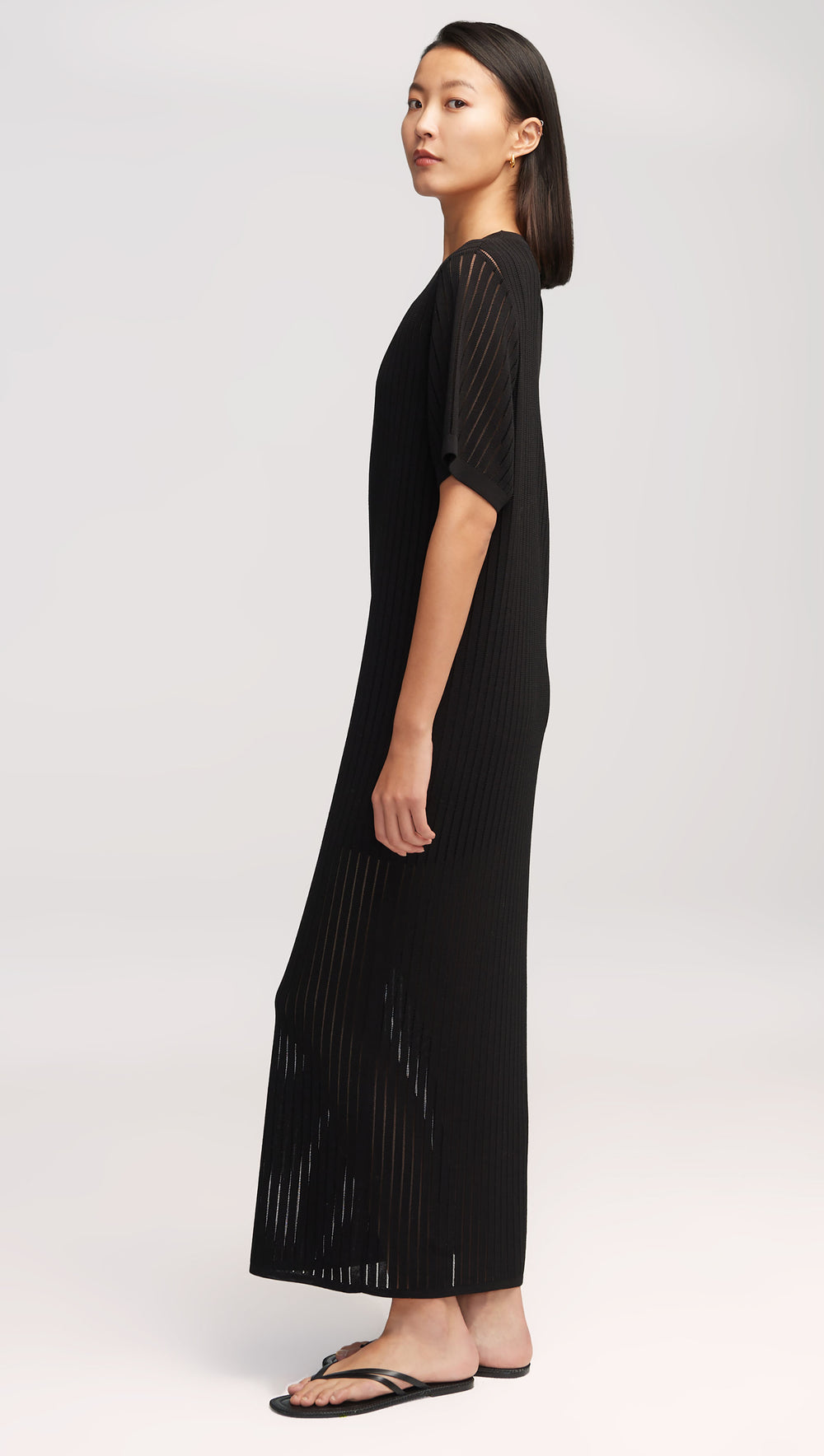 Knit Maxi Dress in Mercerized Cotton | Black