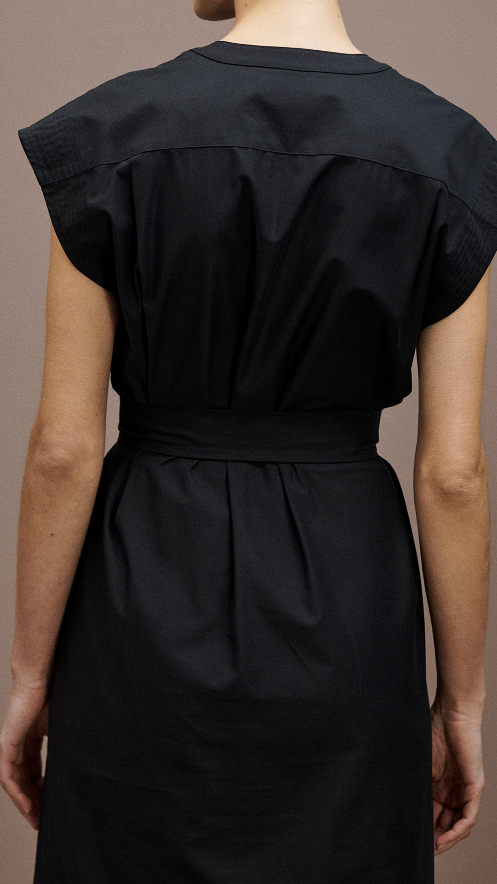 Bib Dress in Cotton Twill | Black