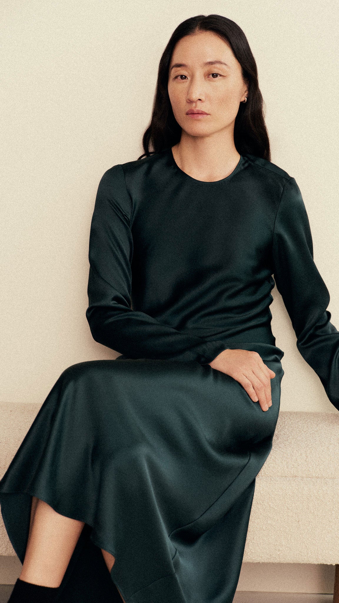 Argent Longsleeve Bias Dress in Silk Charmeuse | Deep Forest | Women's Dresses | Size Xs Argent Longsleeve Bias Dress in Silk Charmeuse | Deep Forest | Women's Dresses | Size Xs