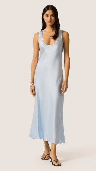 blue tank dress Light Bodycon Ribbed Mohiass V Neck Sleeveless Tank