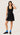 Mini Scoop Neck Double-Breasted Dress in Viscose Linen | Black