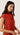 Ruched Blouse in Double Georgette | Deep Persimmon