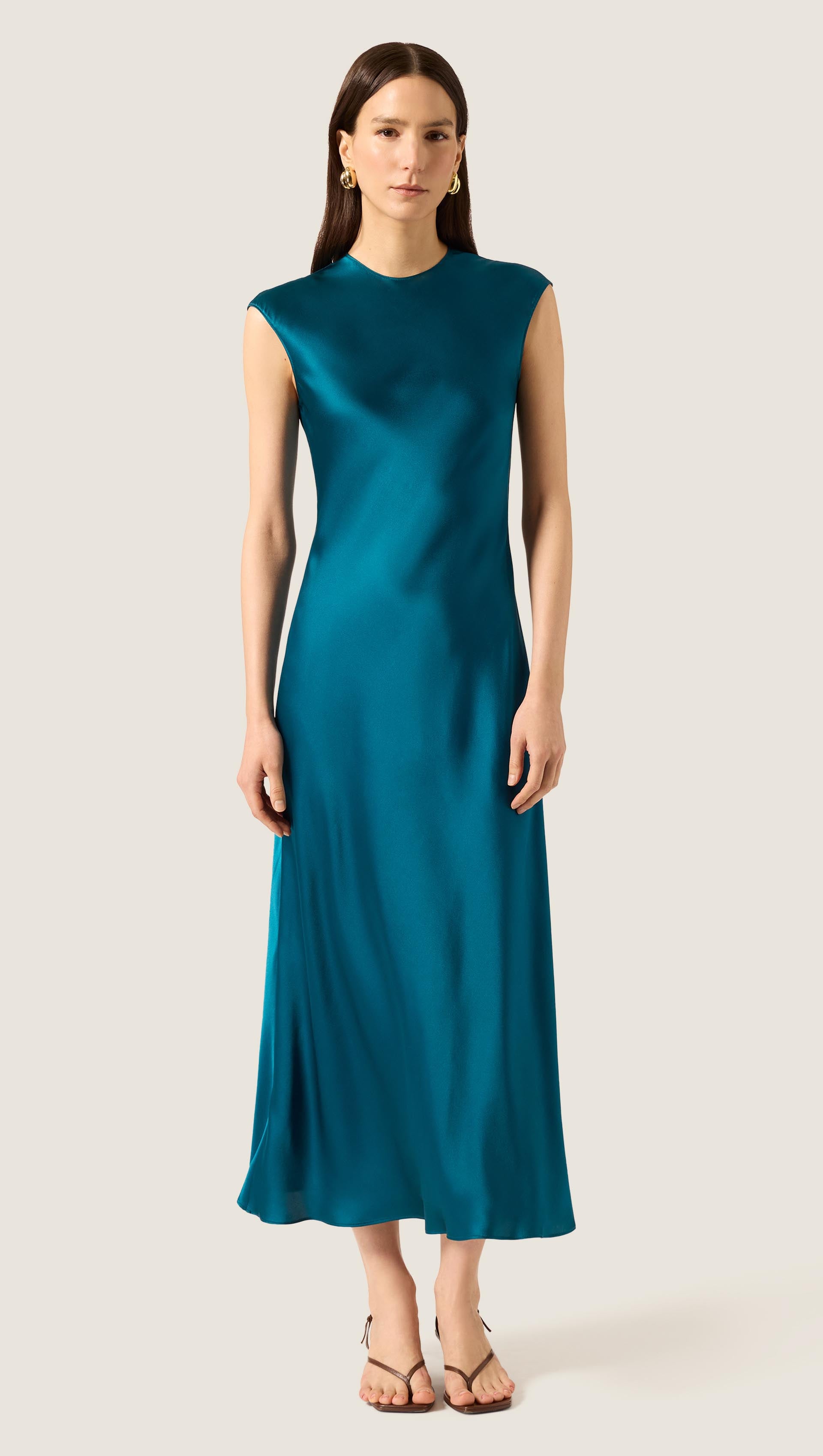 Argent Bias Dress in Silk Charmeuse | Deep Teal | Women's Dresses