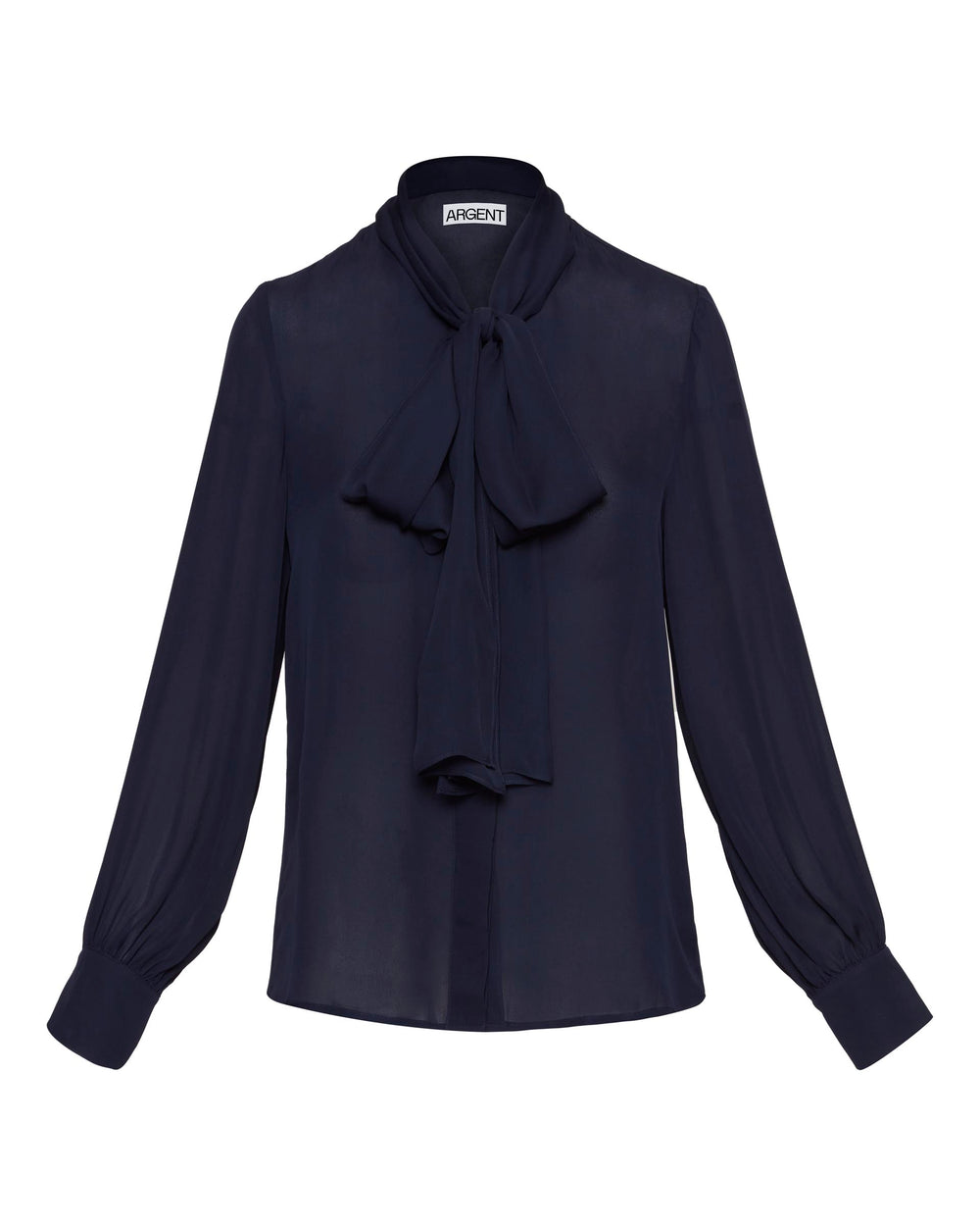 Bow Blouse in Double Georgette | Midnight