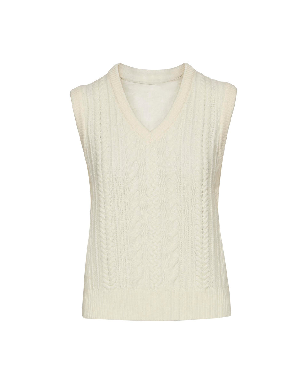 Cable Boyfriend Vest in Merino Wool | Cream