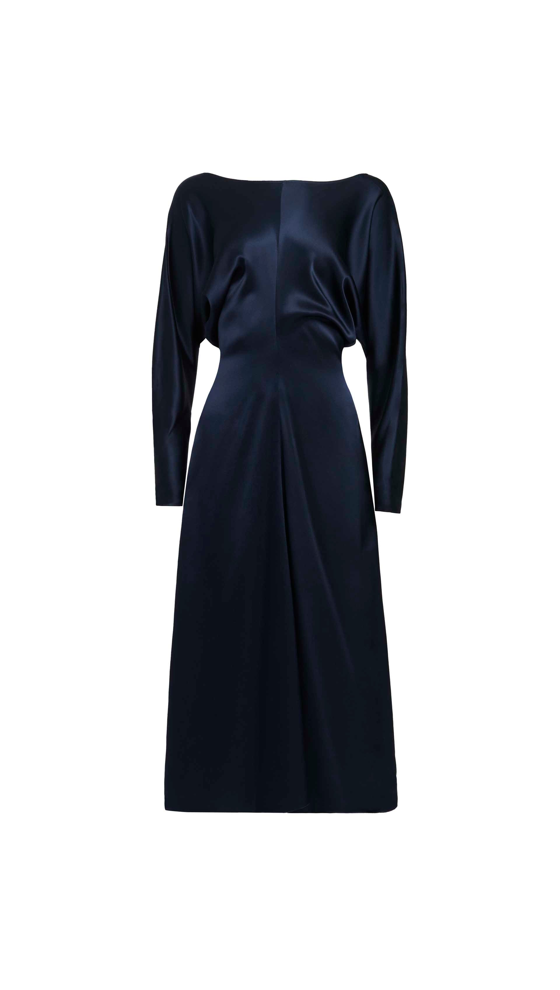 Longsleeve Draped Dress in Silk Charmeuse | Women's Dresses Longsleeve Draped Dress in Silk Charmeuse | Women's Dresses