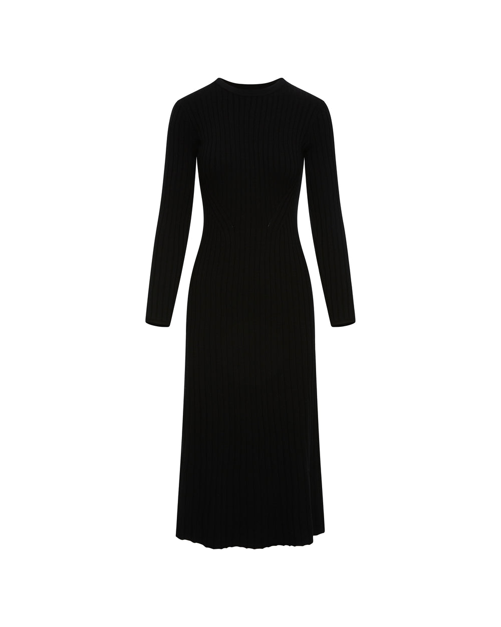 Ribbed Everyday Dress in Merino Wool | Black
