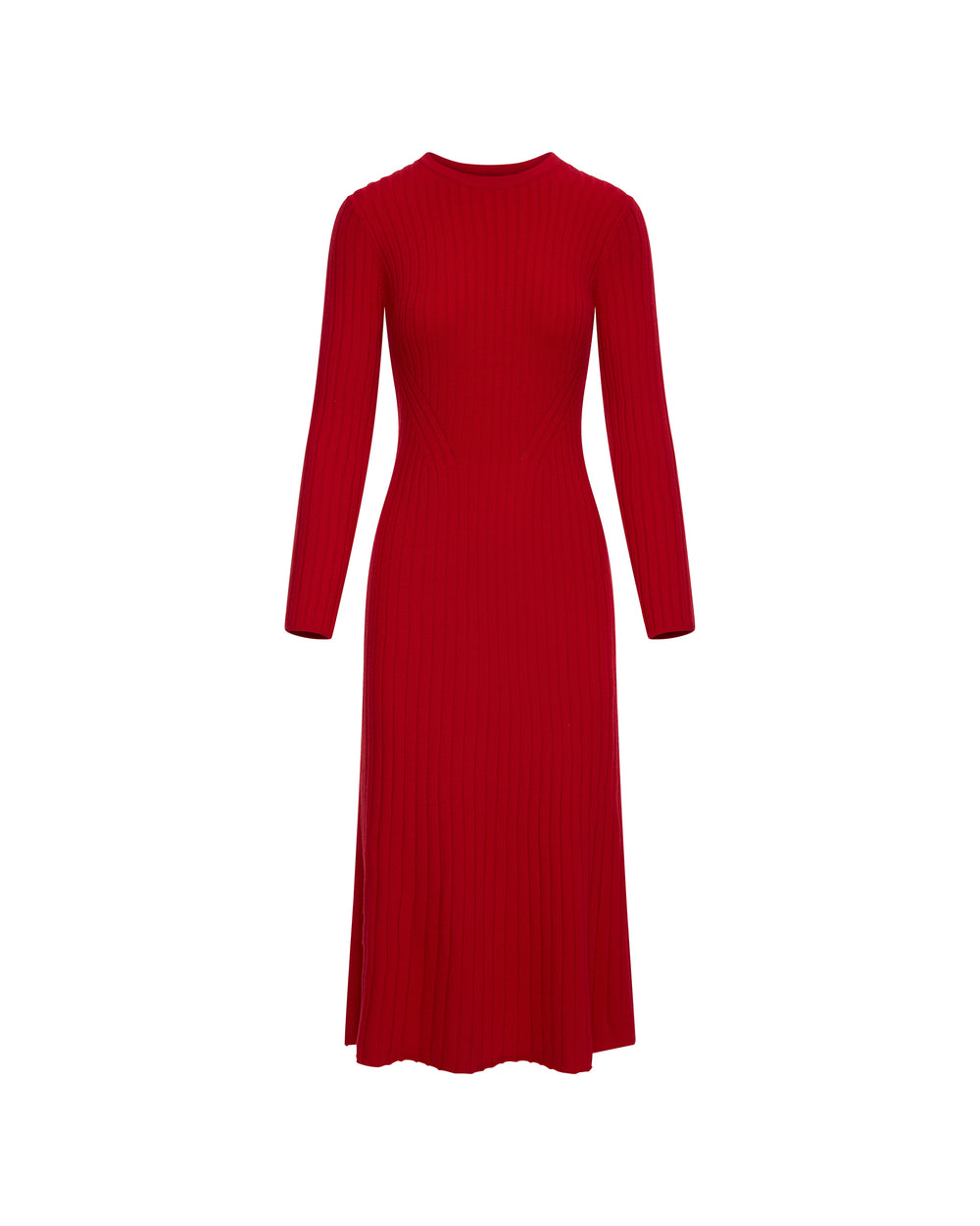 Ribbed Everyday Dress in Merino Wool | Red