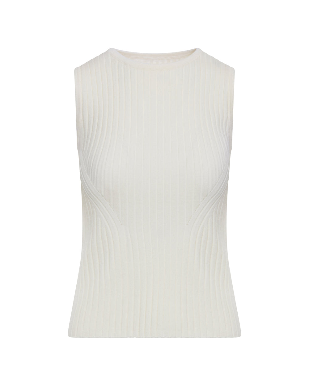 Ribbed Shell in Merino Wool | Off-White