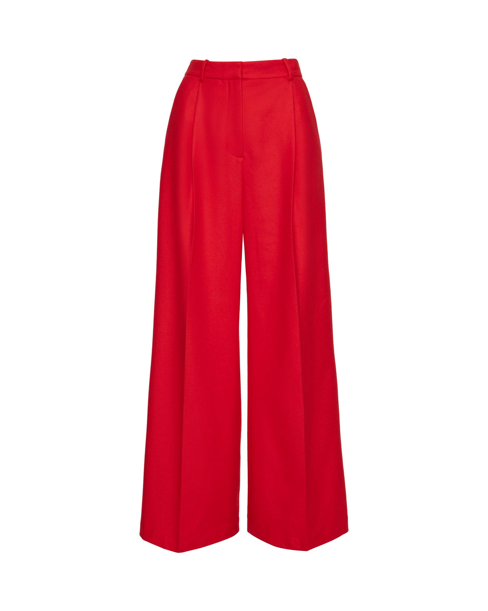 Single Pleat Trouser in Wool Twill | Scarlet