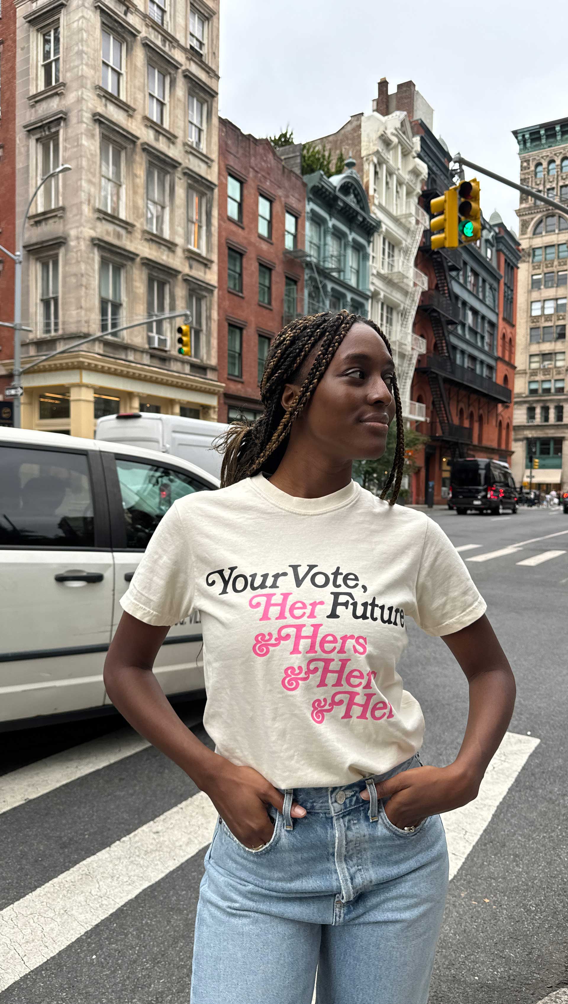 Your Vote Her Future Unisex Tee in Cotton | Ivory