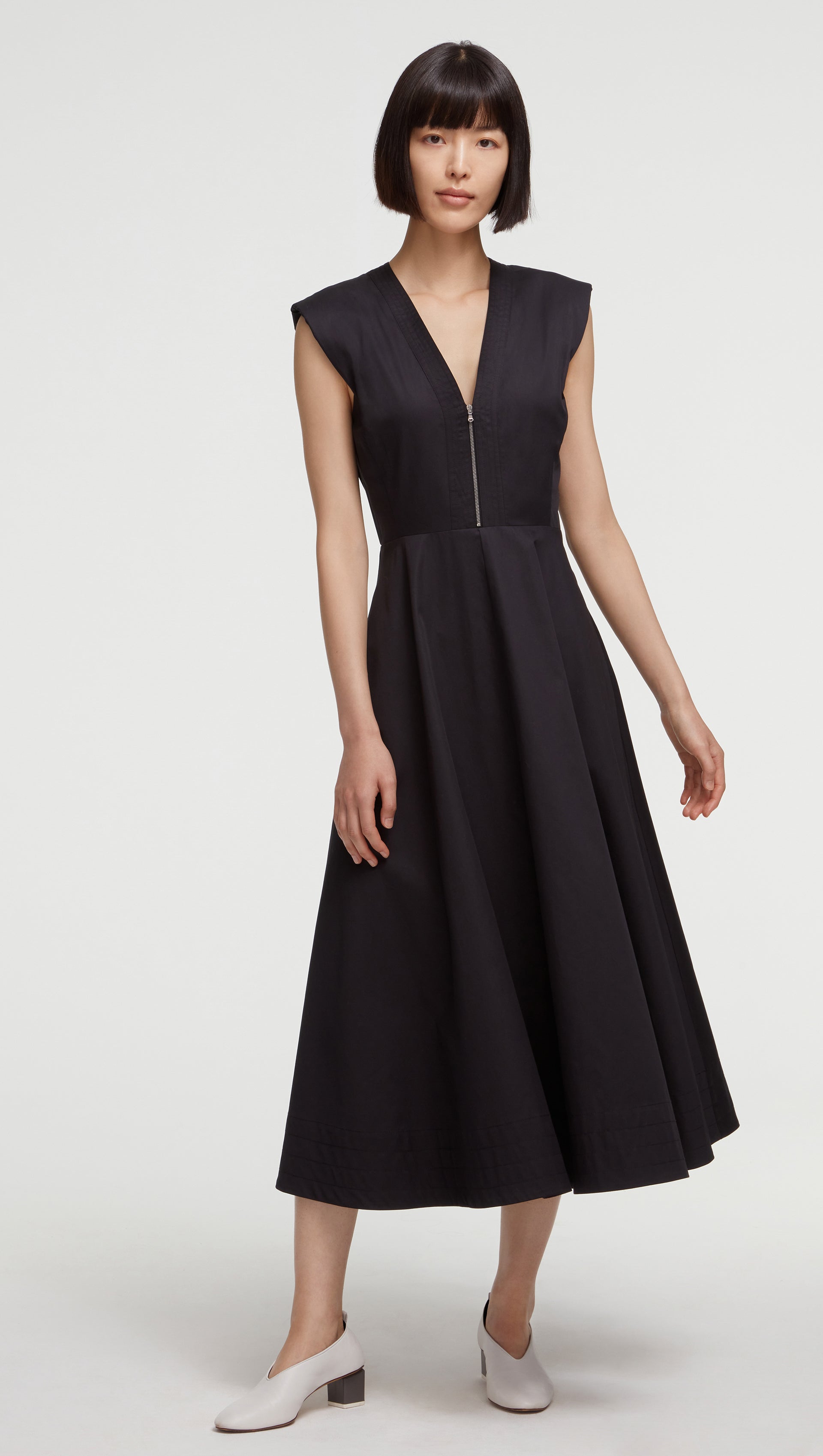 A-Line Dress in Cotton Poplin | Black