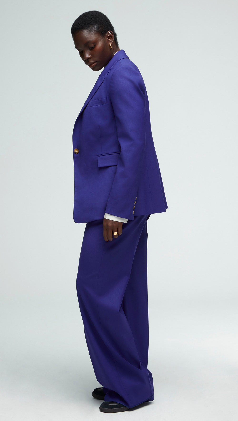Single Button Blazer in Seasonless Wool | Purple