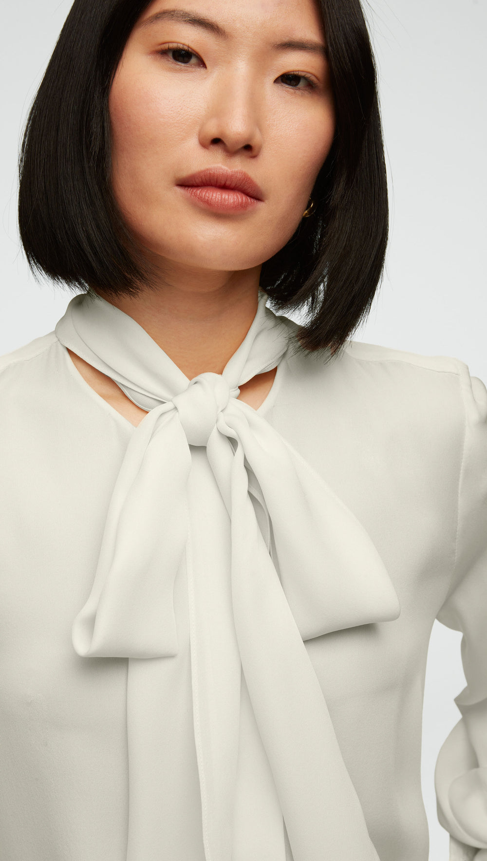 Bow Blouse in Double Georgette | Ivory