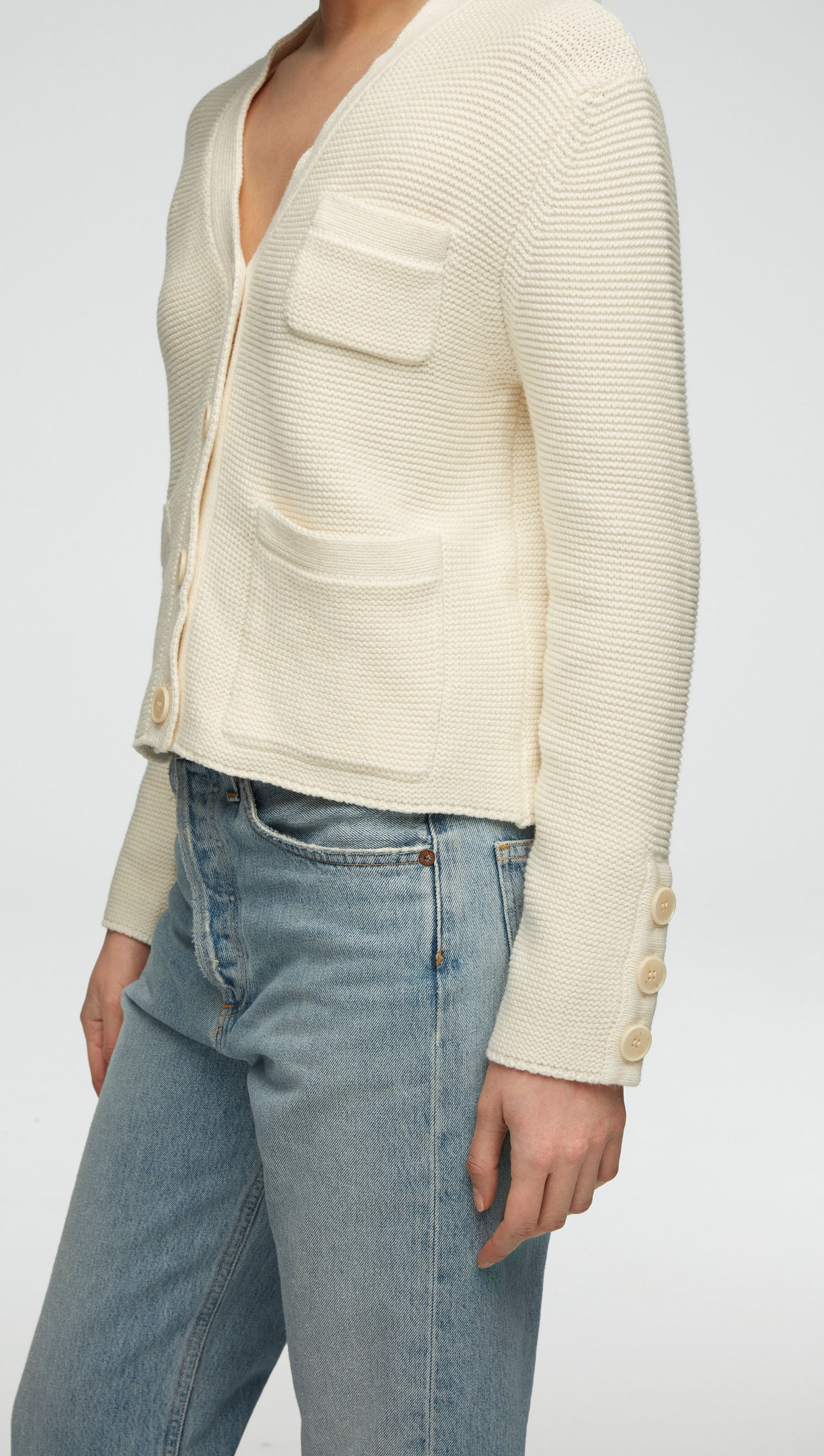 Cropped Cardigan in Cotton Cashmere | Women's Sweaters | Argent