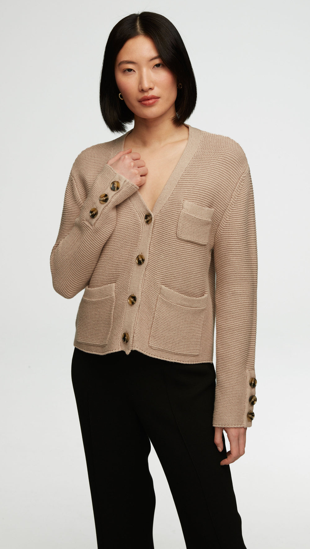 Cropped Cardigan in Cotton Cashmere | Oat
