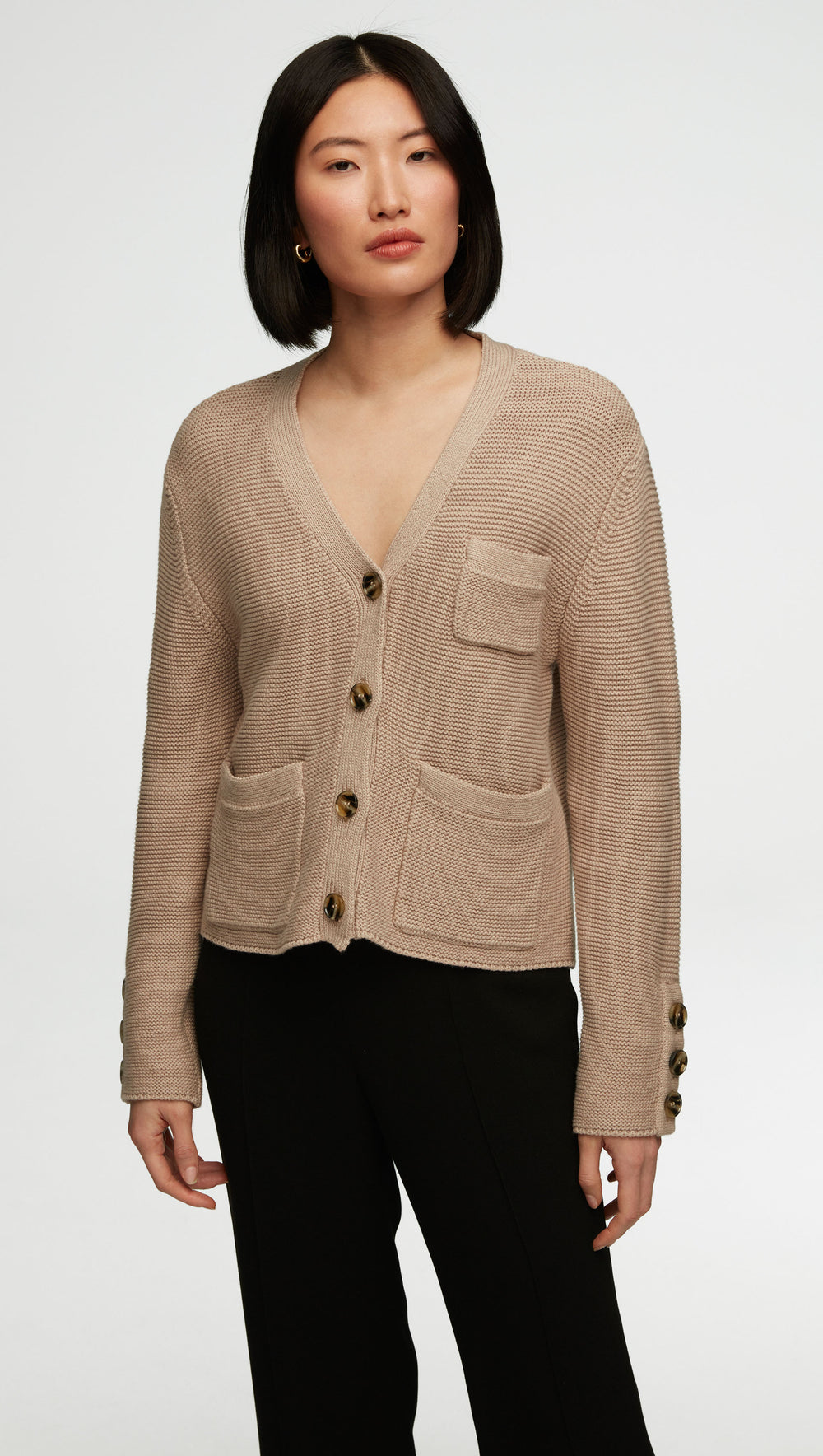 Cropped Cardigan in Cotton Cashmere | Oat