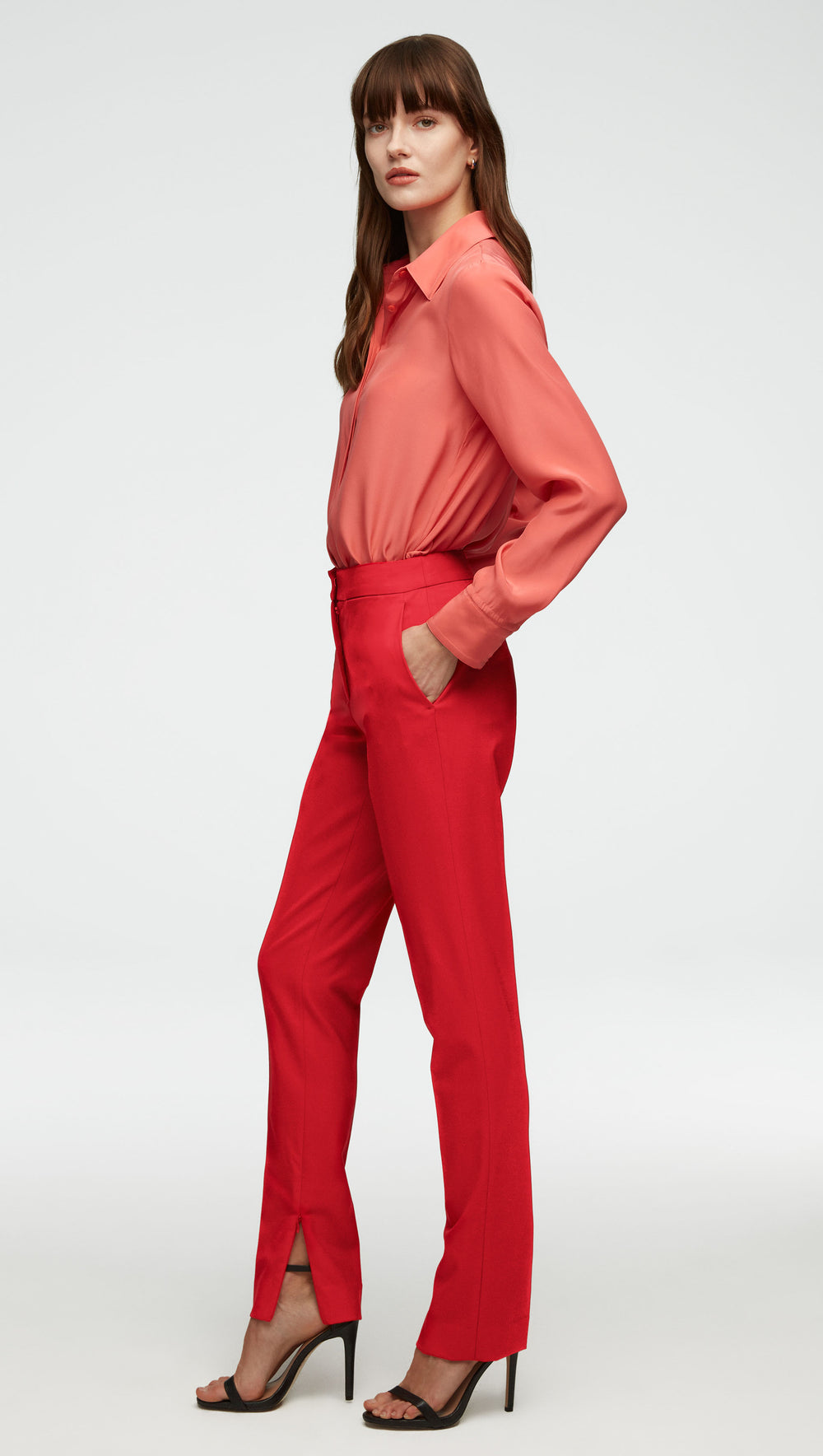 Elongated Tailored Trouser in Seasonless Wool | Poppy