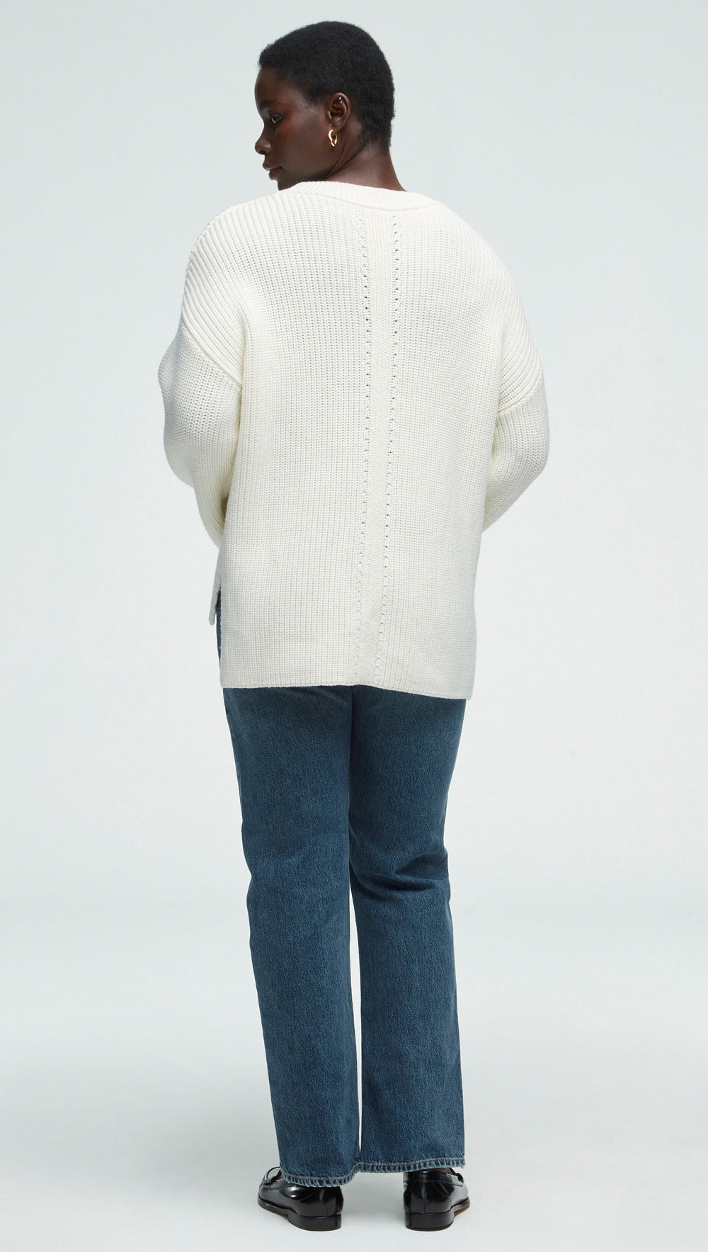 Chunky Ribbed Sweater in Merino Wool | Ivory