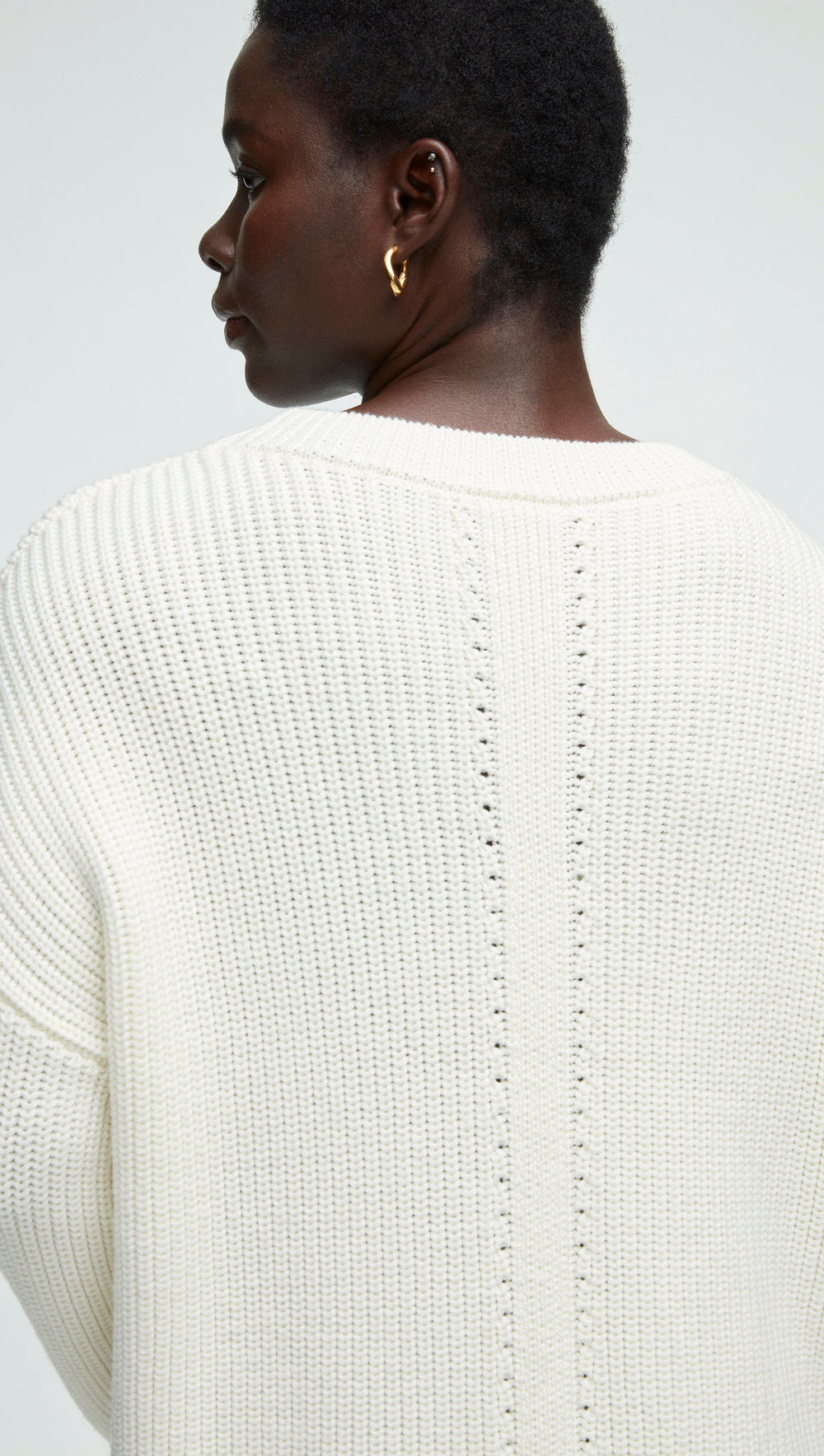 Chunky Ribbed Sweater in Merino Wool | Ivory