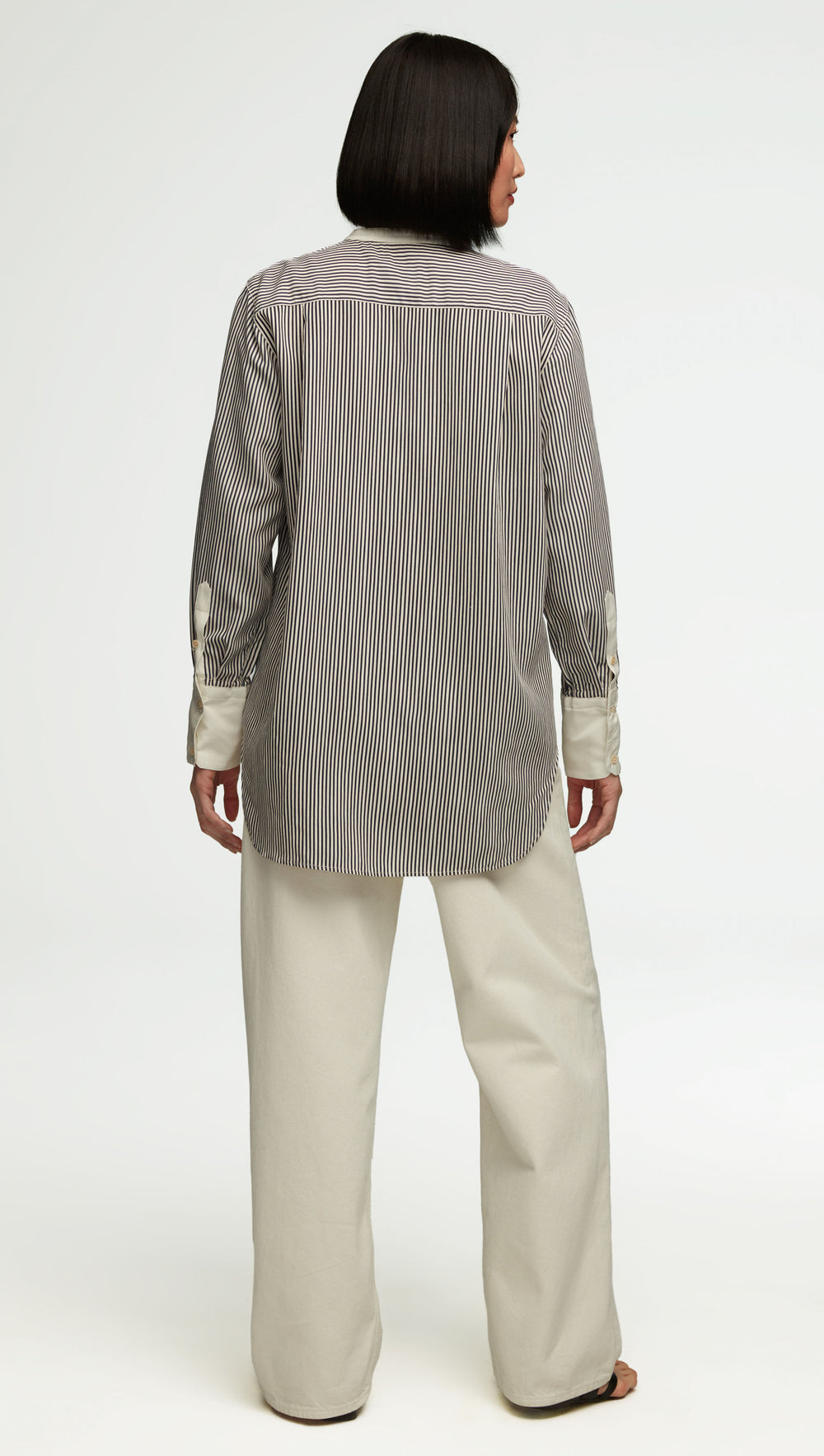 Tuxedo Shirt in YarnDyed Viscose Women's Tops Argent