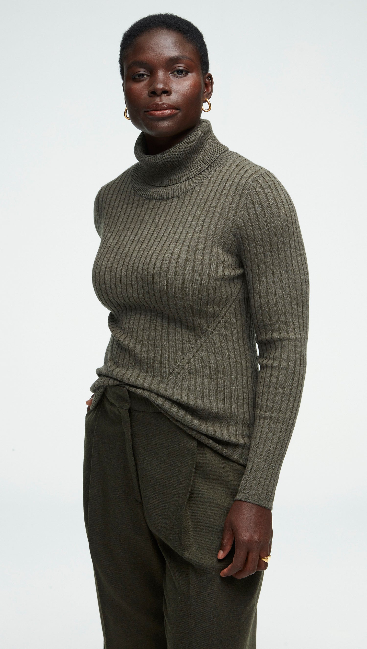 Ribbed Turtleneck in Merino Wool, Women's Sweaters