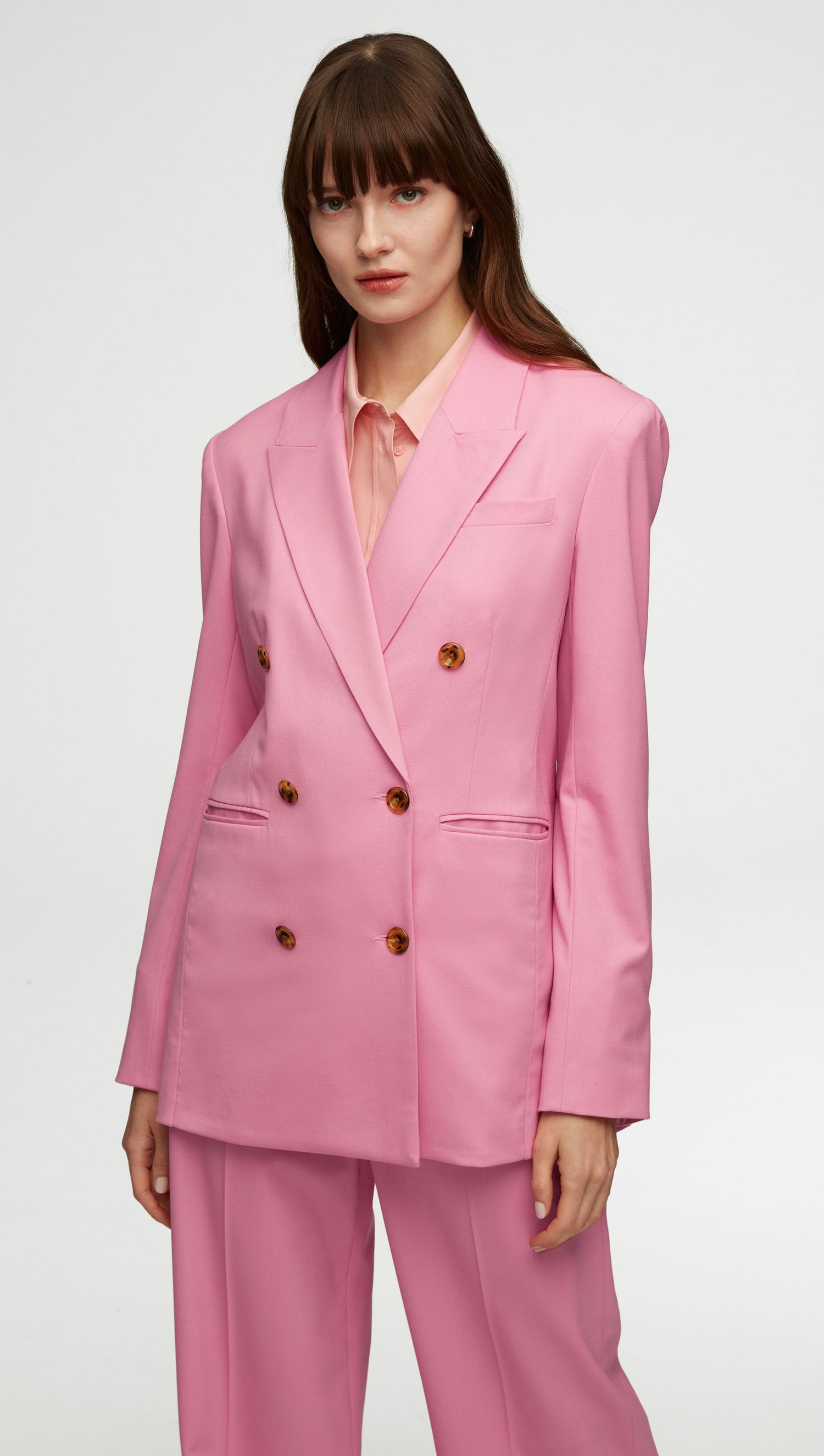 Double-breasted Blazer - Pink - Ladies