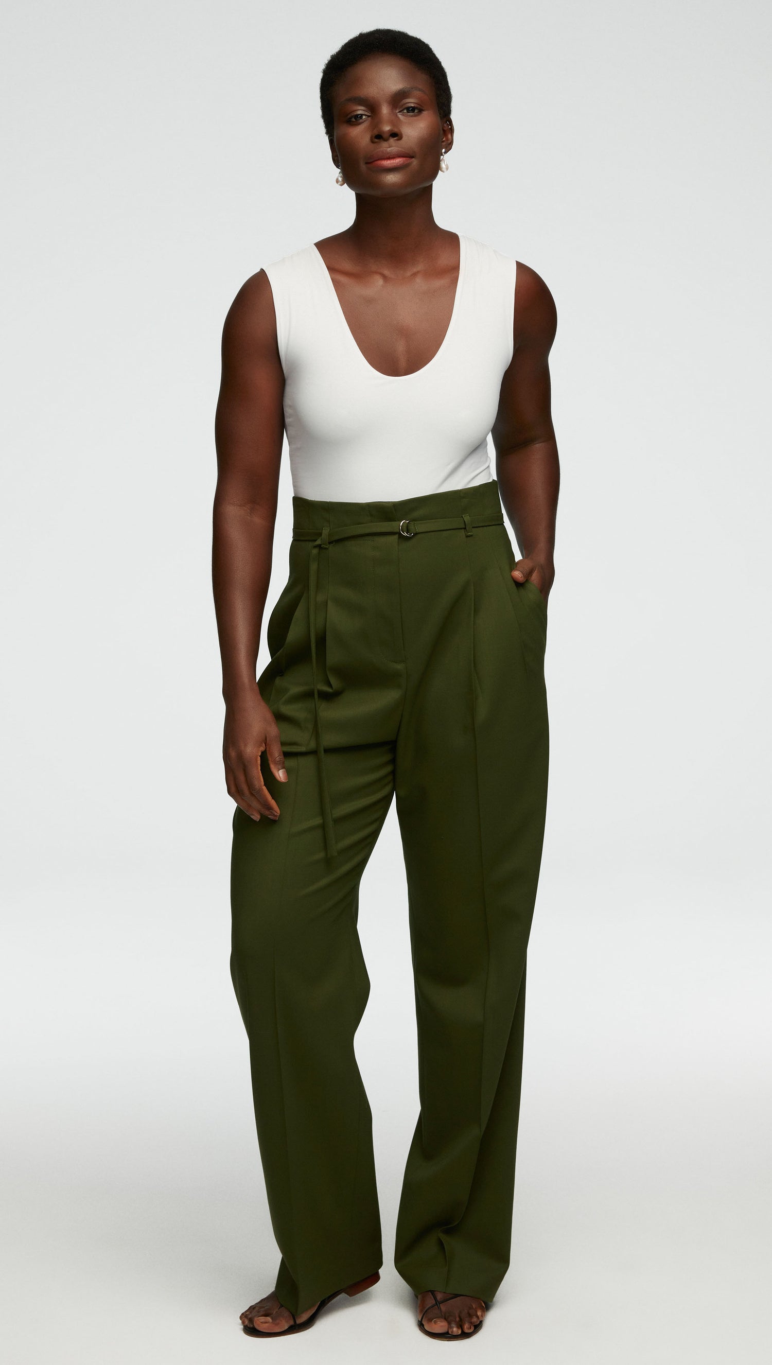 Buy Michael Kors Stretch Cotton Belted Trousers | Khaki Brown Color Men |  AJIO LUXE