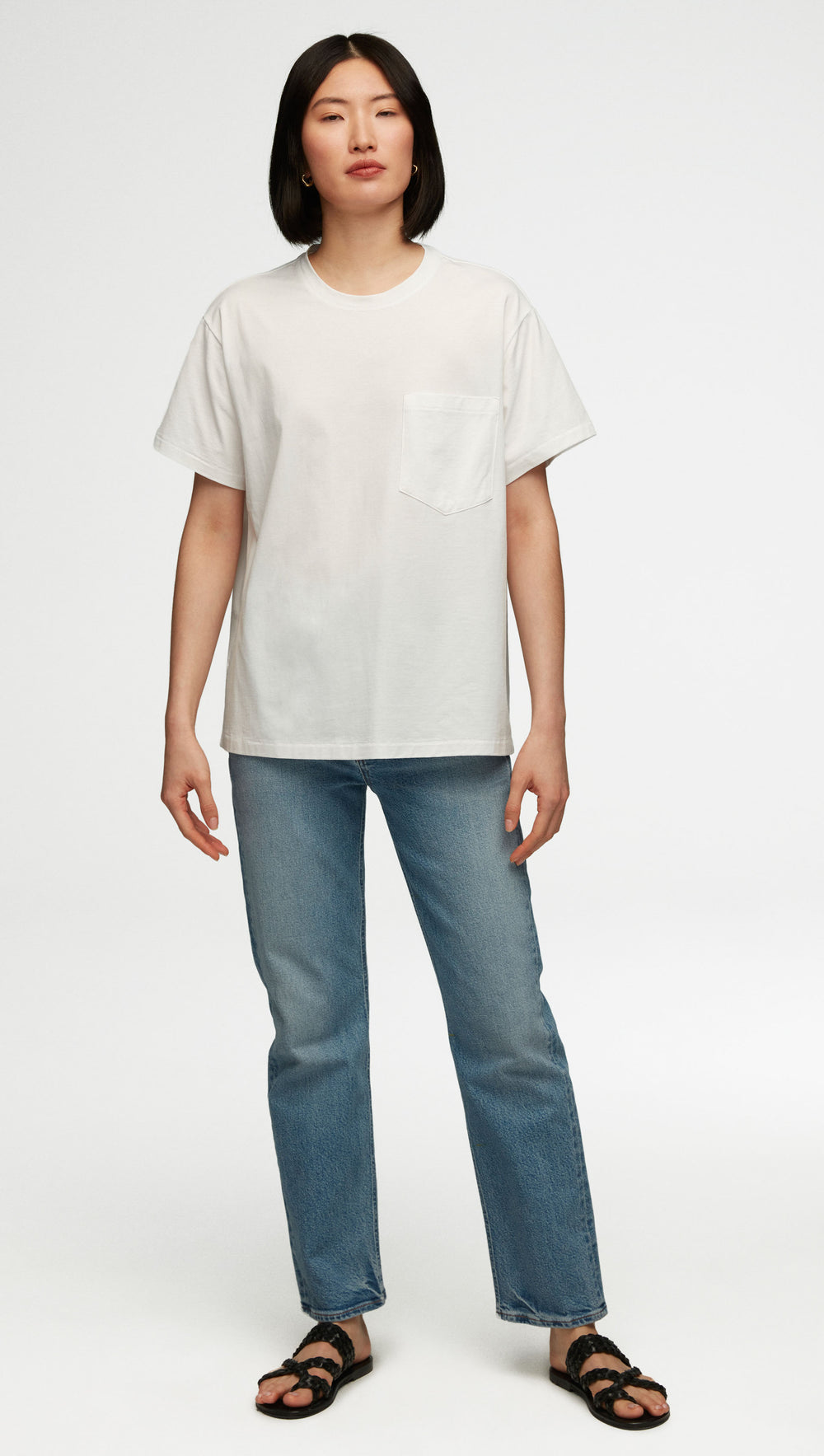 Oversized Pocket Tee in Cotton Jersey | White