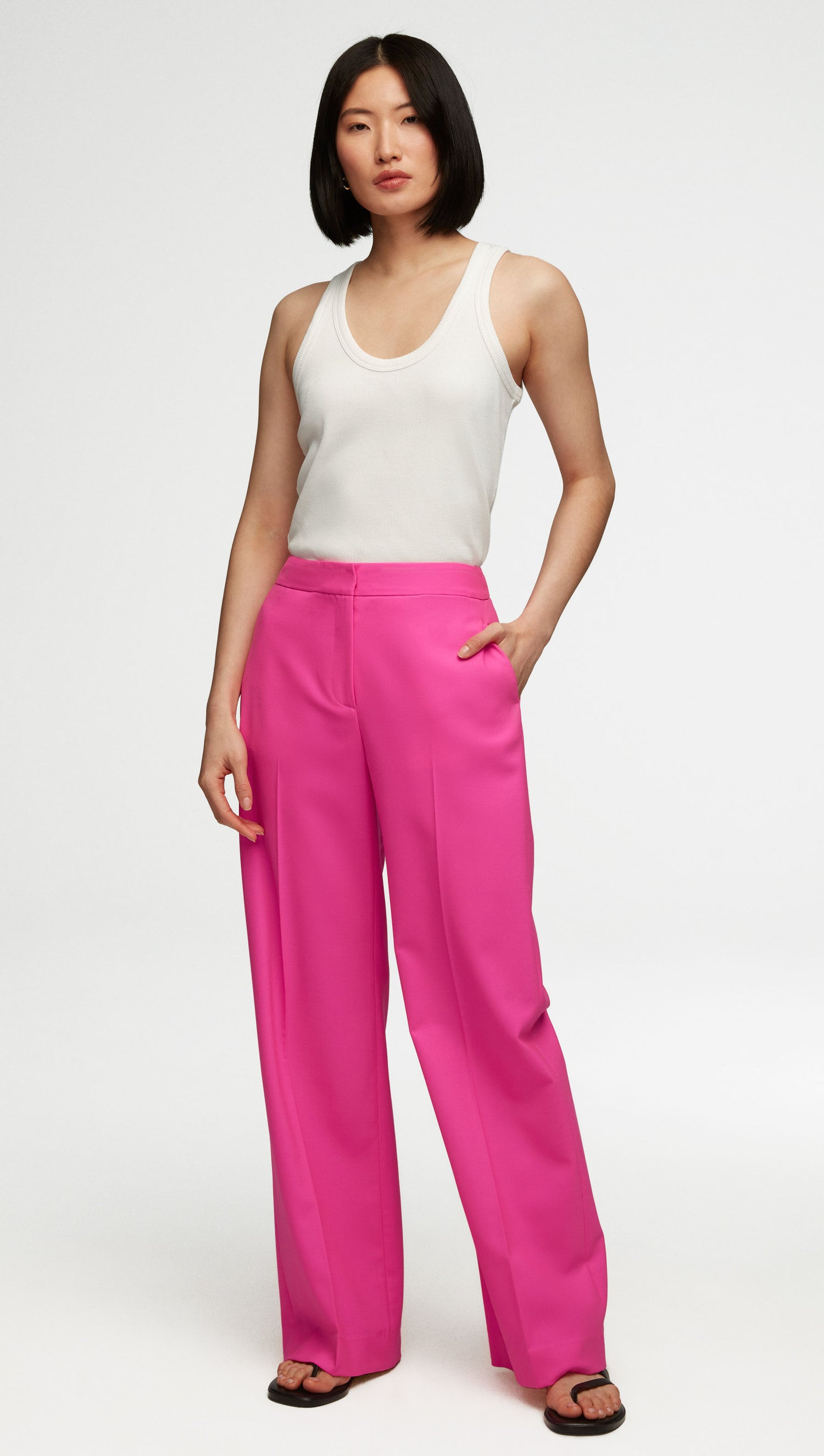 Pink High Rise Wide Leg Coord Pants