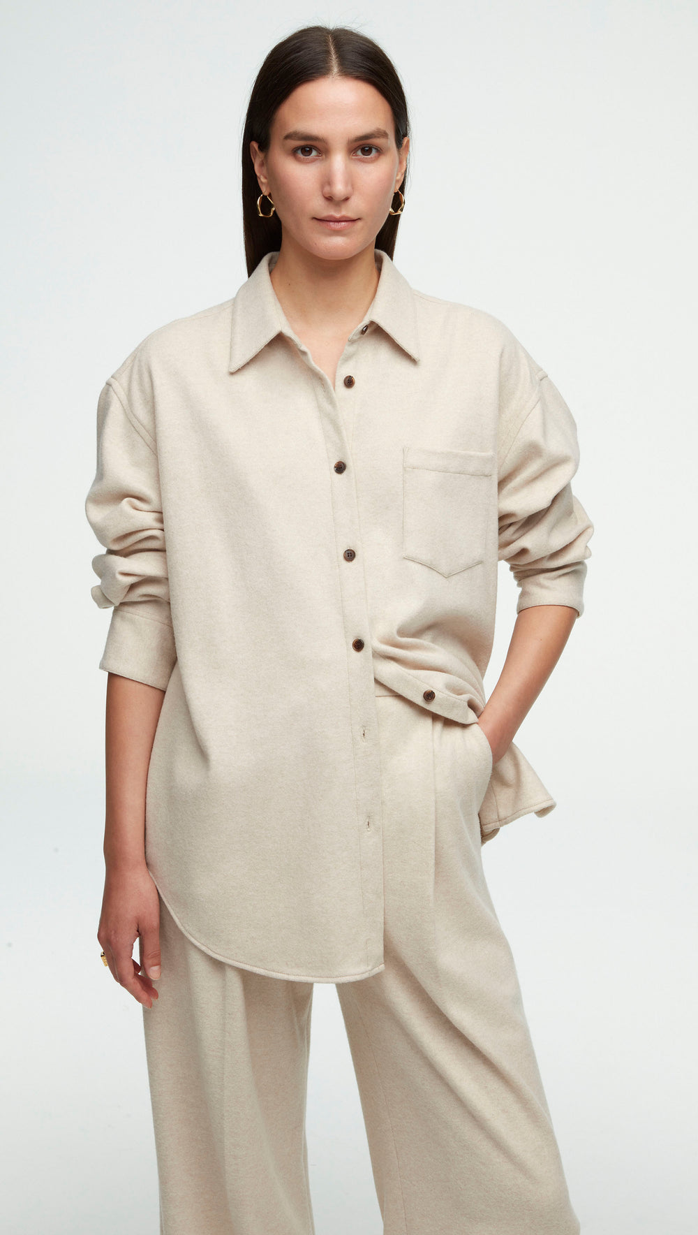 Oversized Shirt in Wool Jersey | Work Shirts for Women | Argent