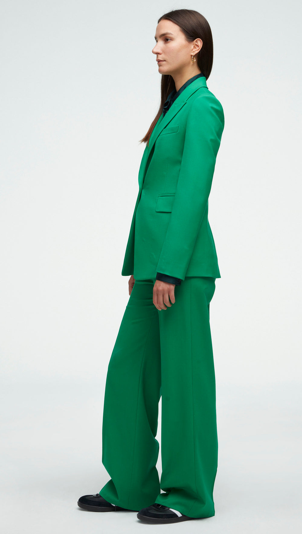Single Button Blazer in Seasonless Wool | Kelly Green