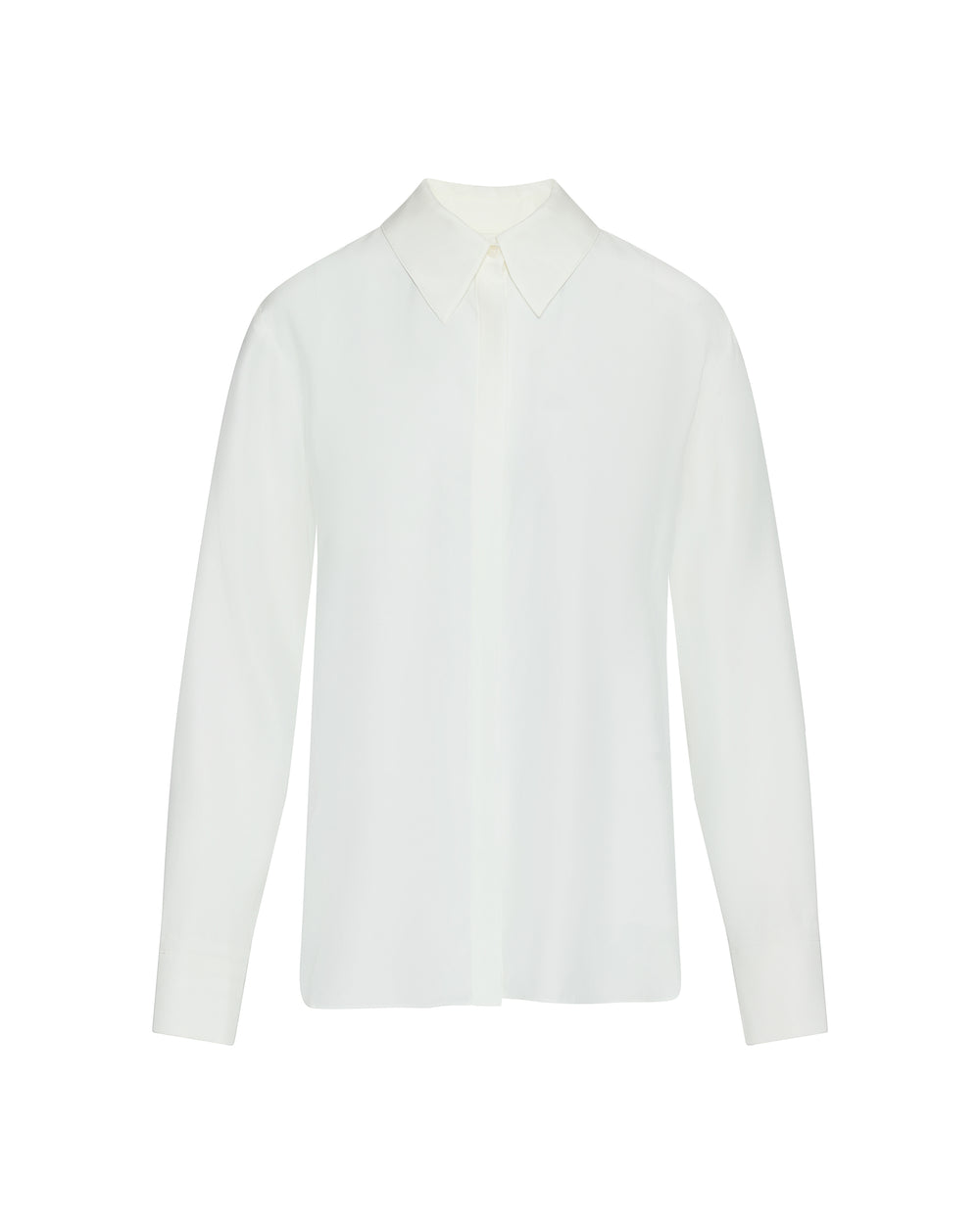 Collared Shirt in Matte-side Silk Satin | White